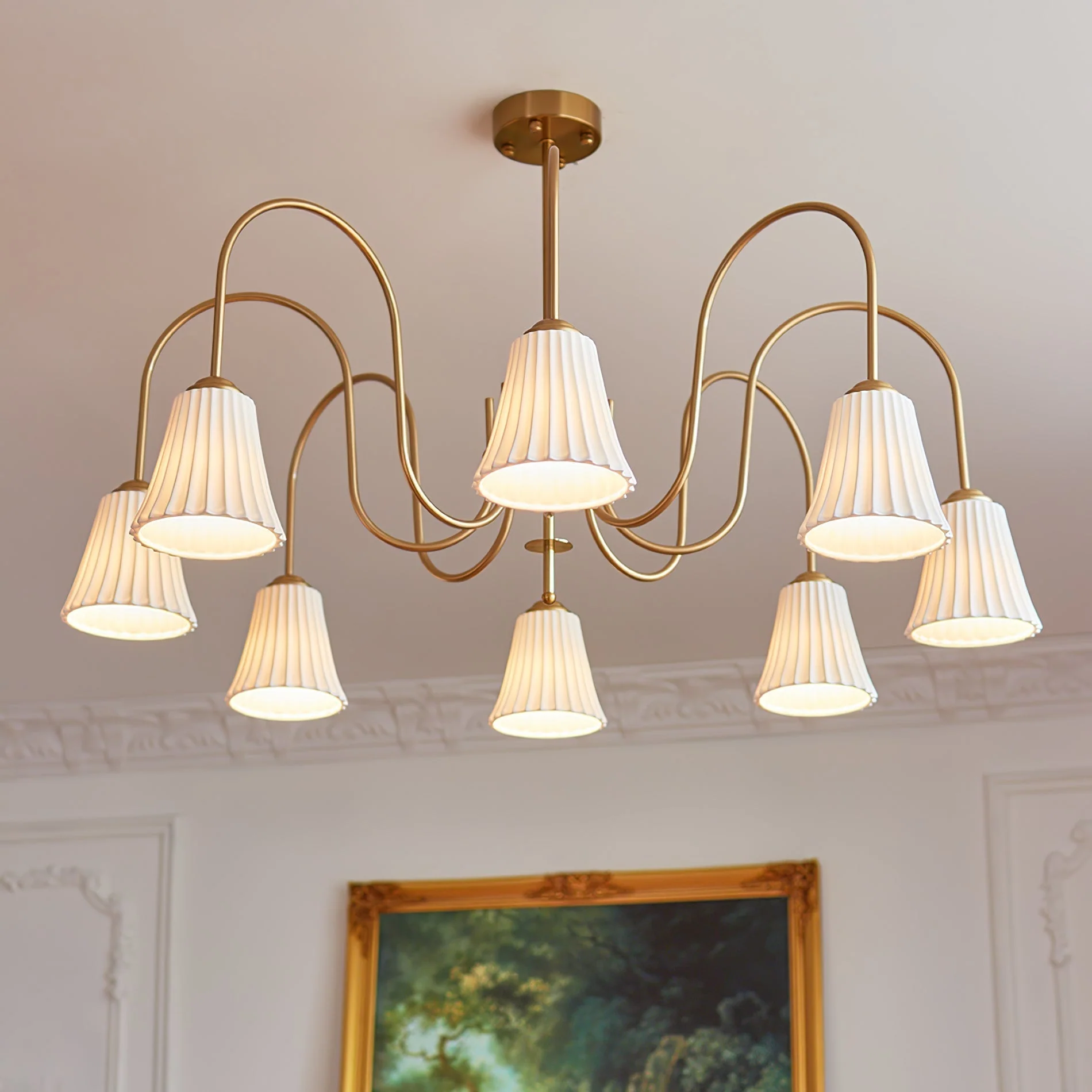 Lustra Chandelier Esther Ceramic Pleated Modern - Image 23