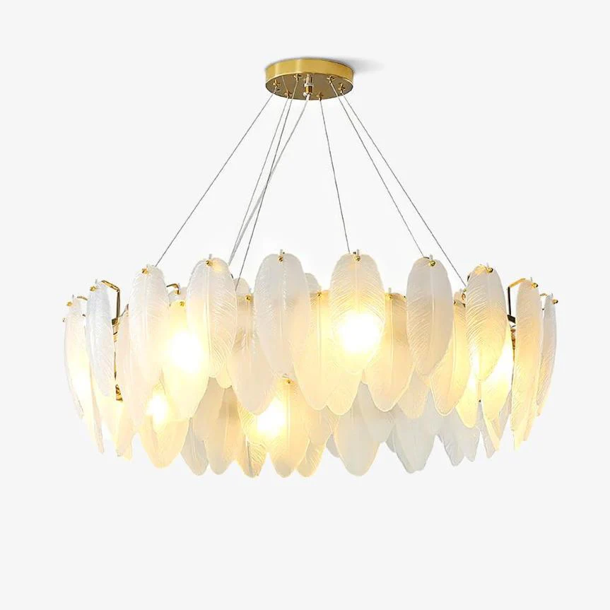 Lustra Chandelier Feather Glass Frosted Layered