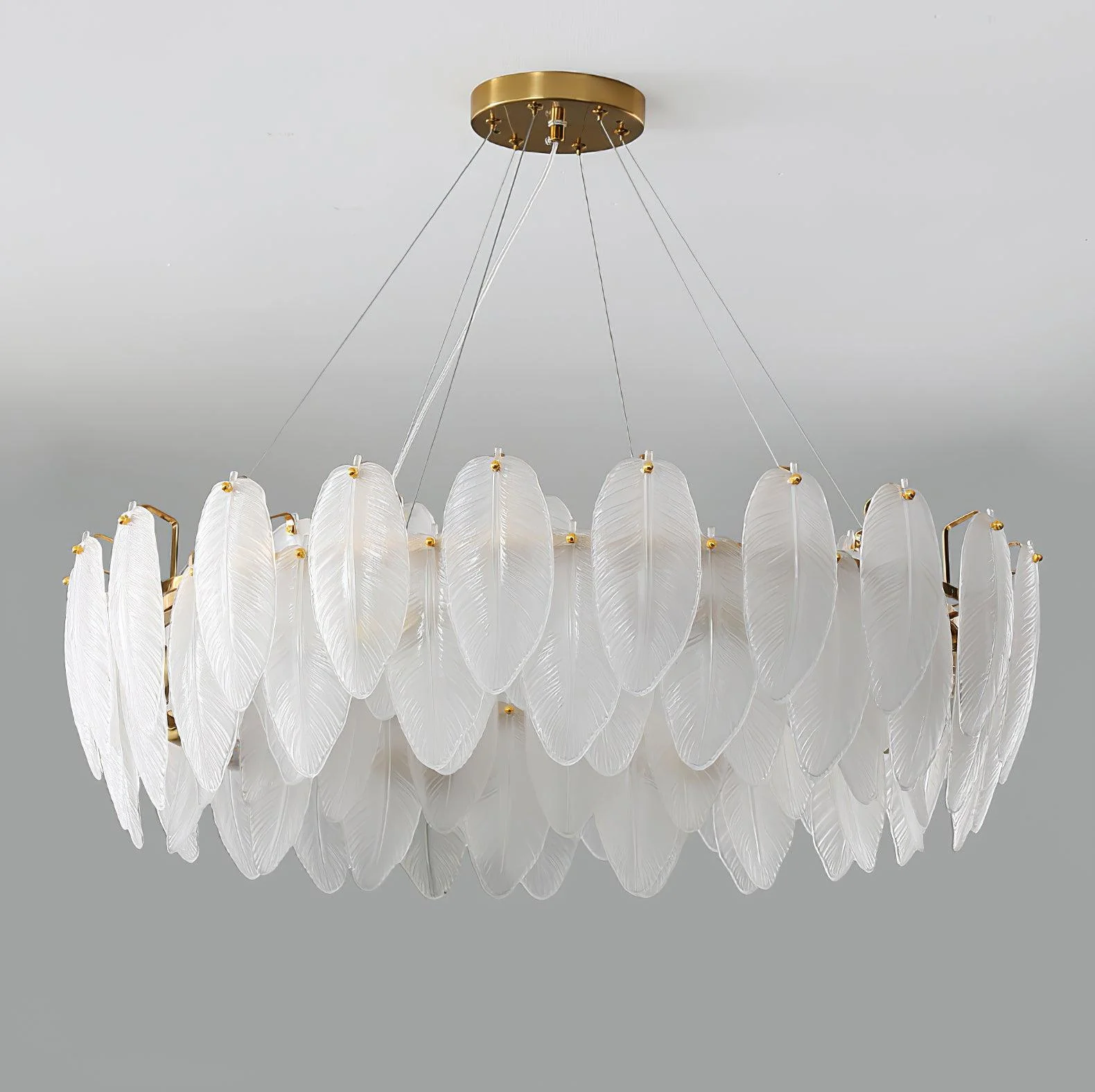 Lustra Chandelier Feather Glass Frosted Layered - Image 12