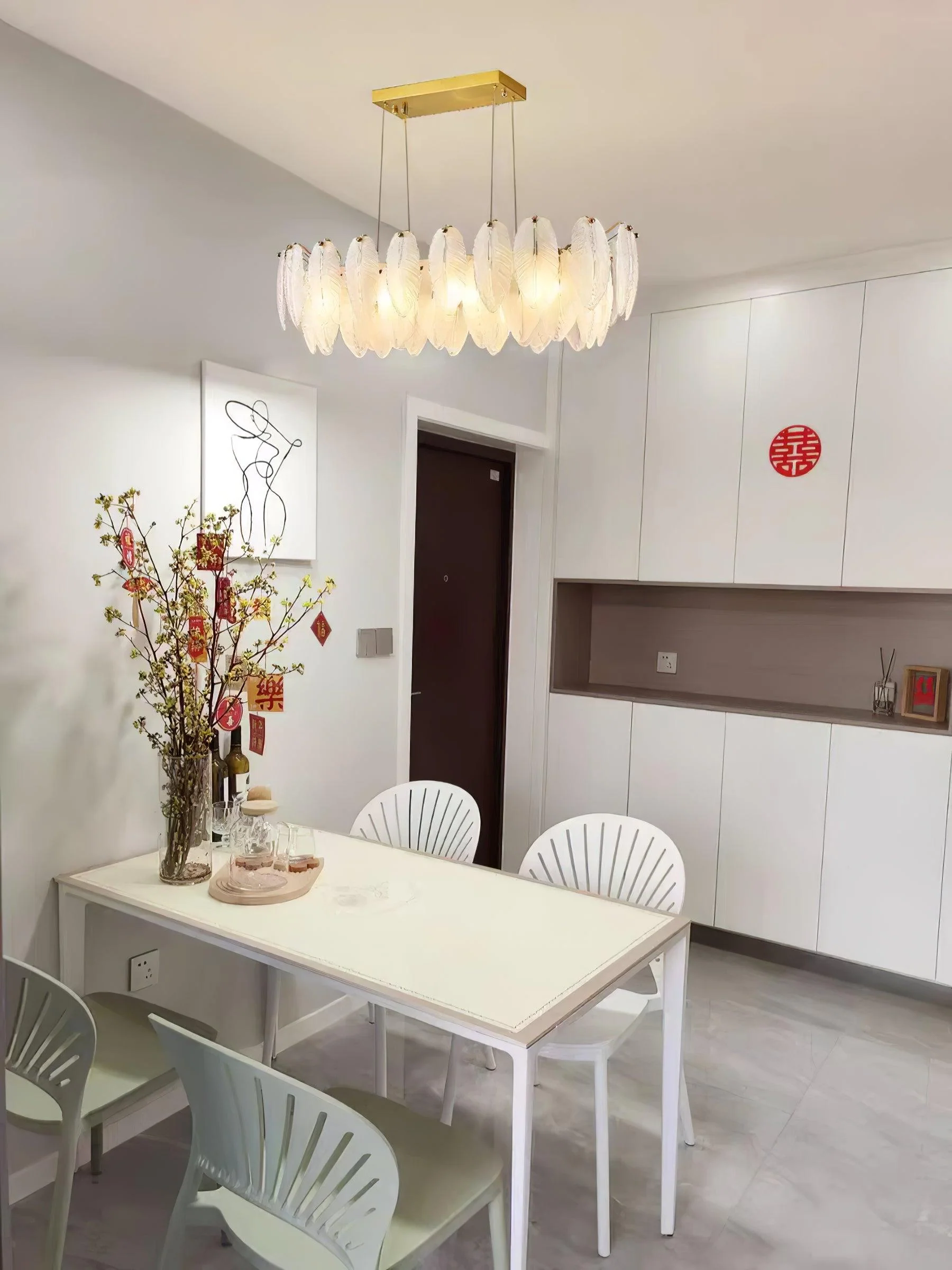 Lustra Chandelier Feather Glass Frosted Layered - Image 15