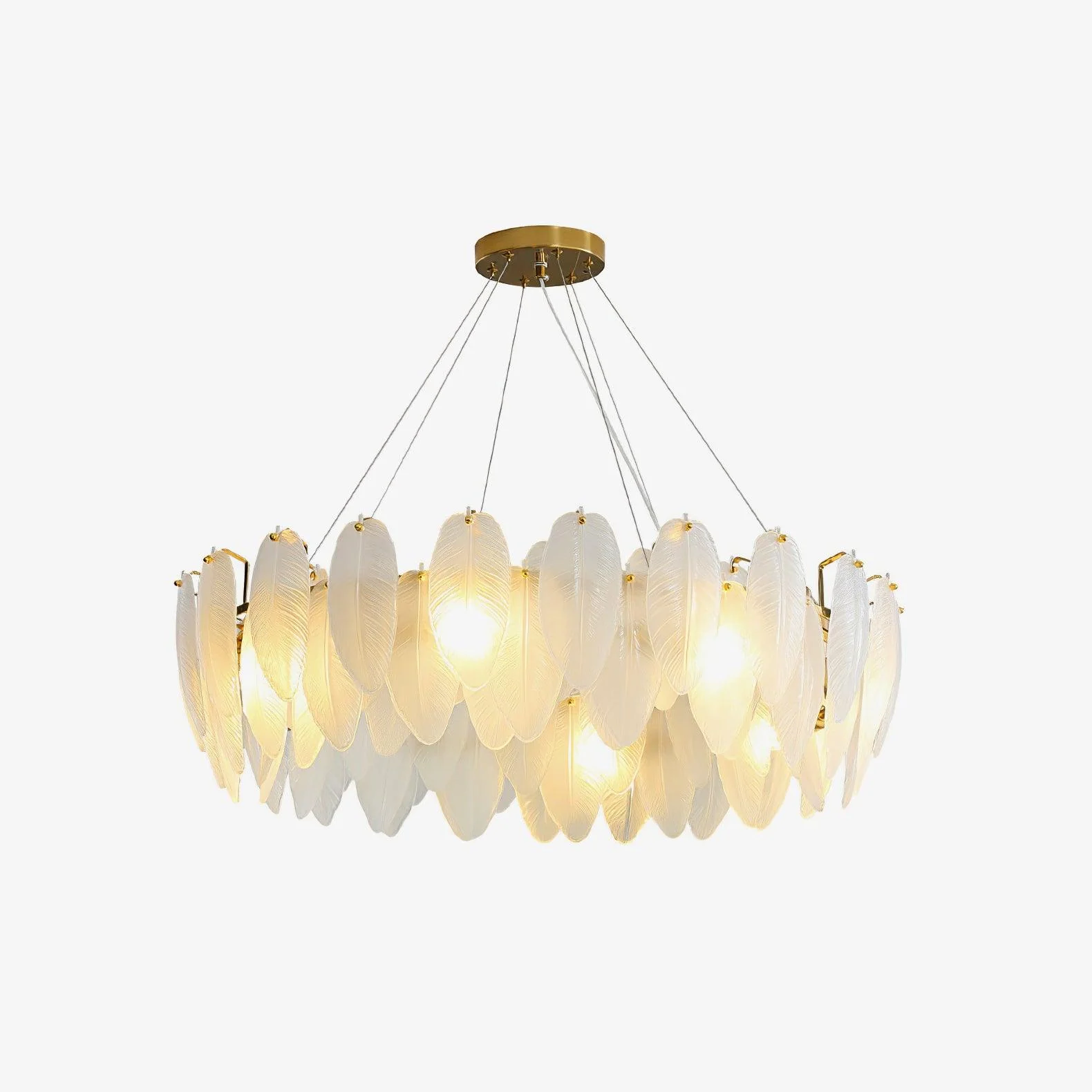 Lustra Chandelier Feather Glass Frosted Layered - Image 23