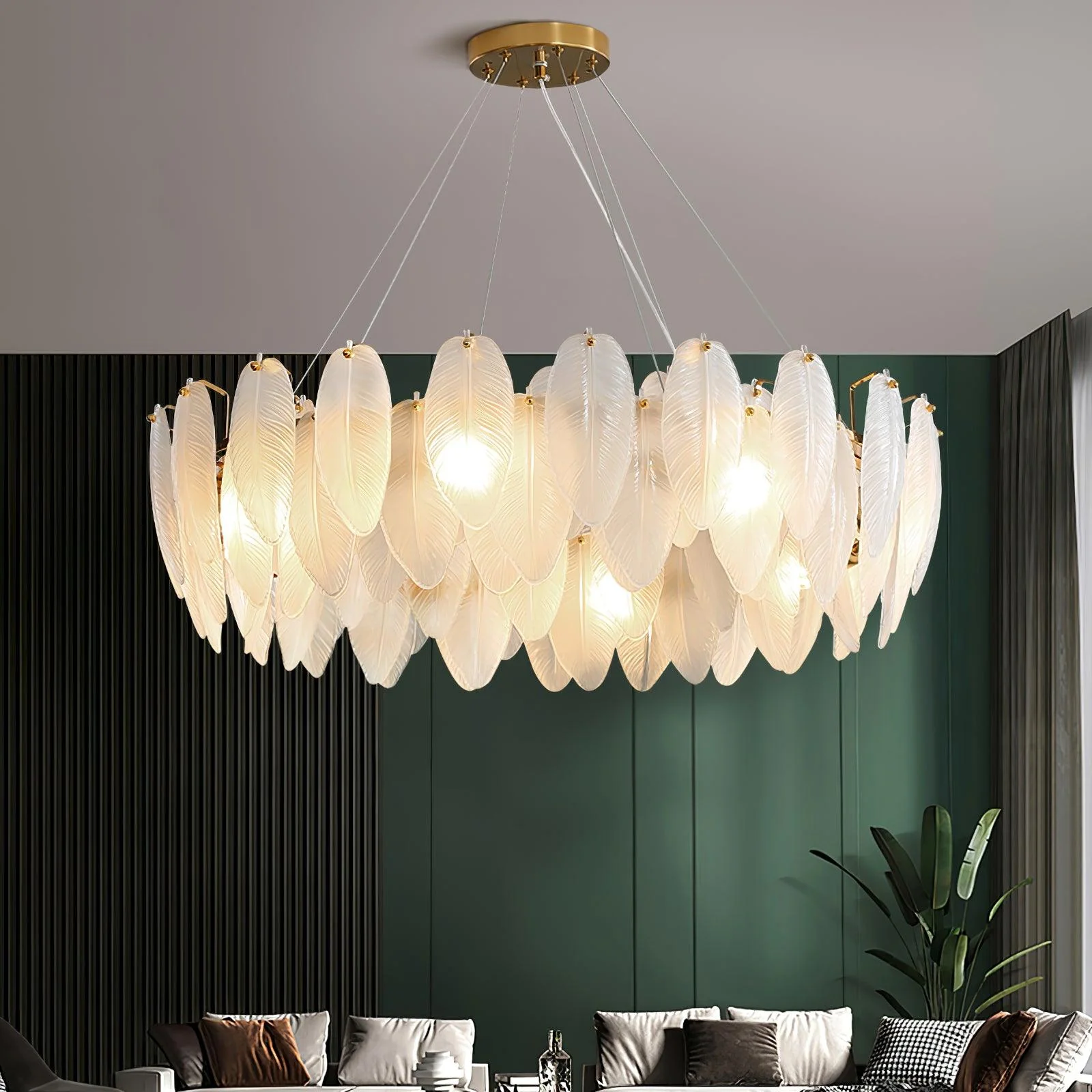 Lustra Chandelier Feather Glass Frosted Layered - Image 28