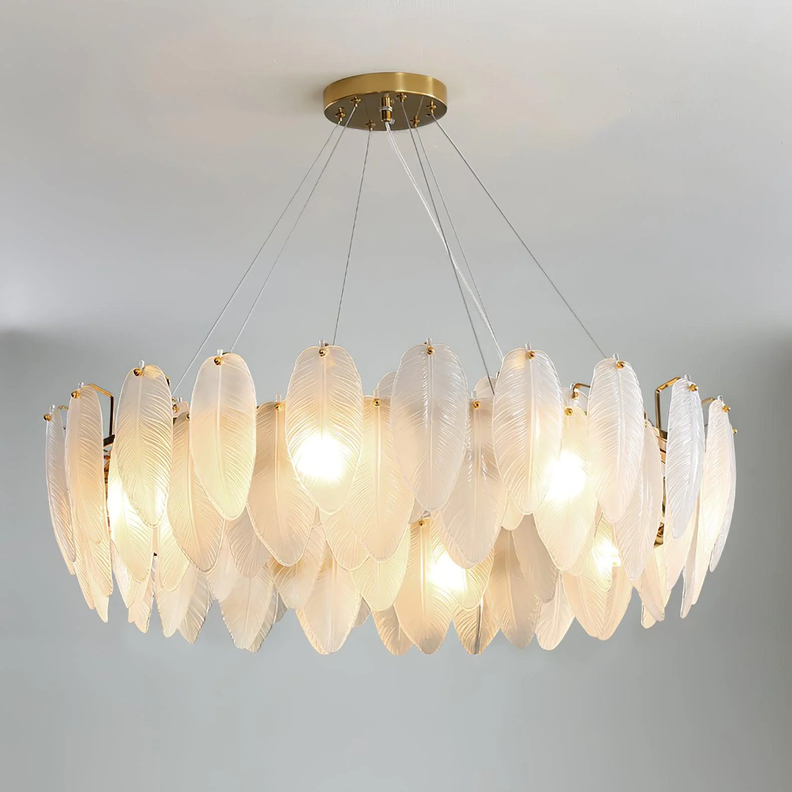 Lustra Chandelier Feather Glass Frosted Layered - Image 34