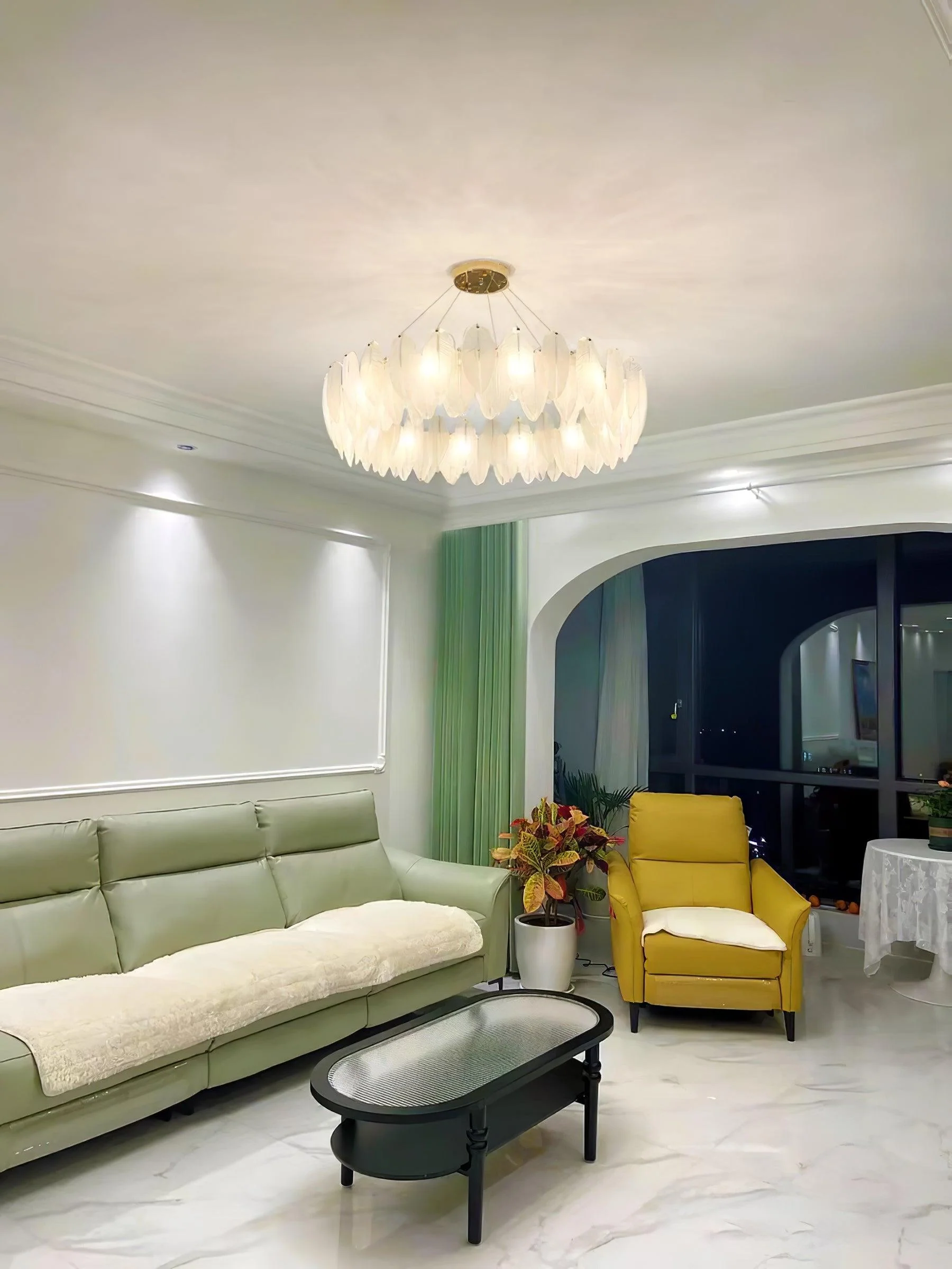 Lustra Chandelier Feather Glass Frosted Layered - Image 35