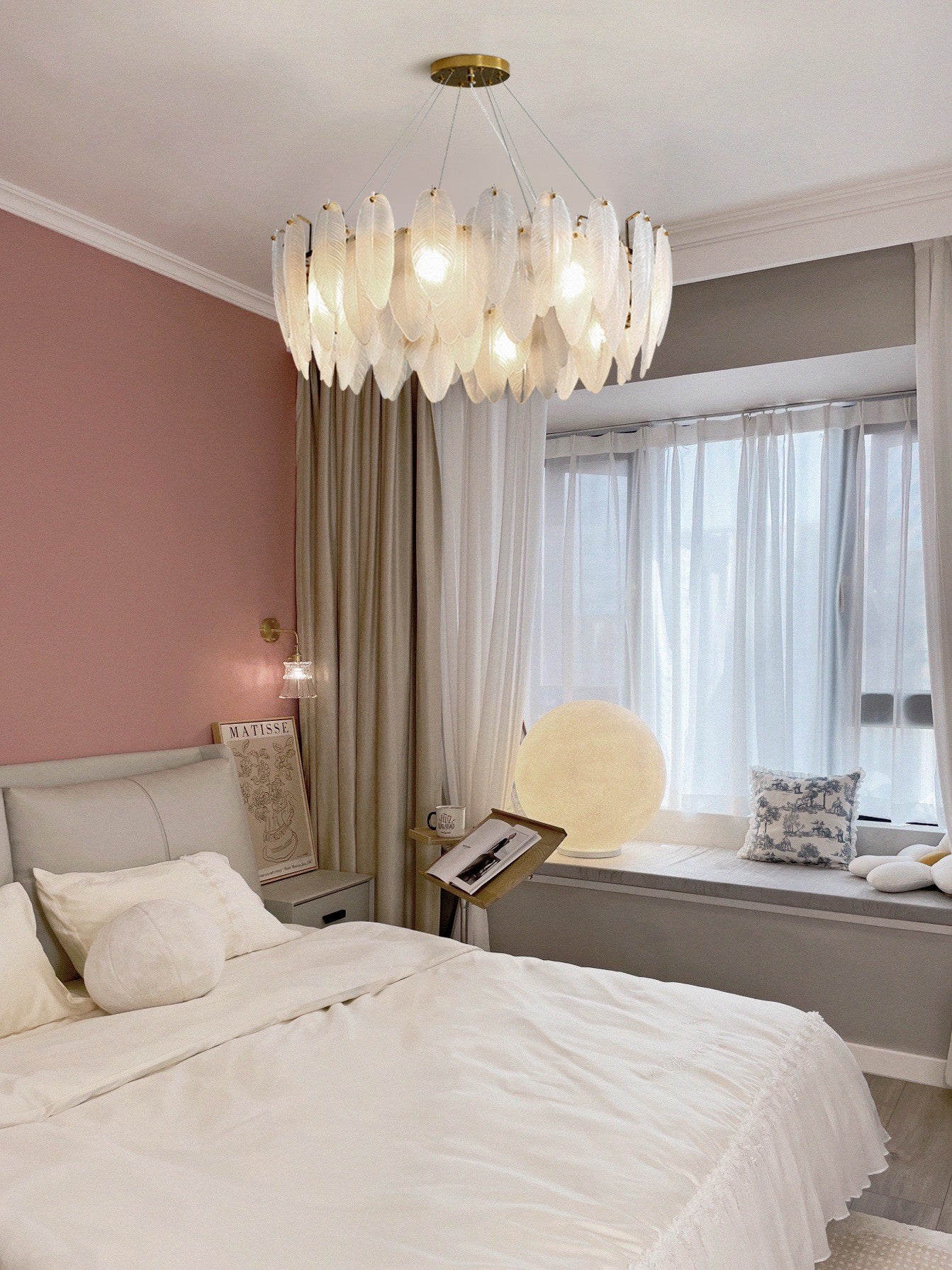 Lustra Chandelier Feather Glass Frosted Layered - Image 39