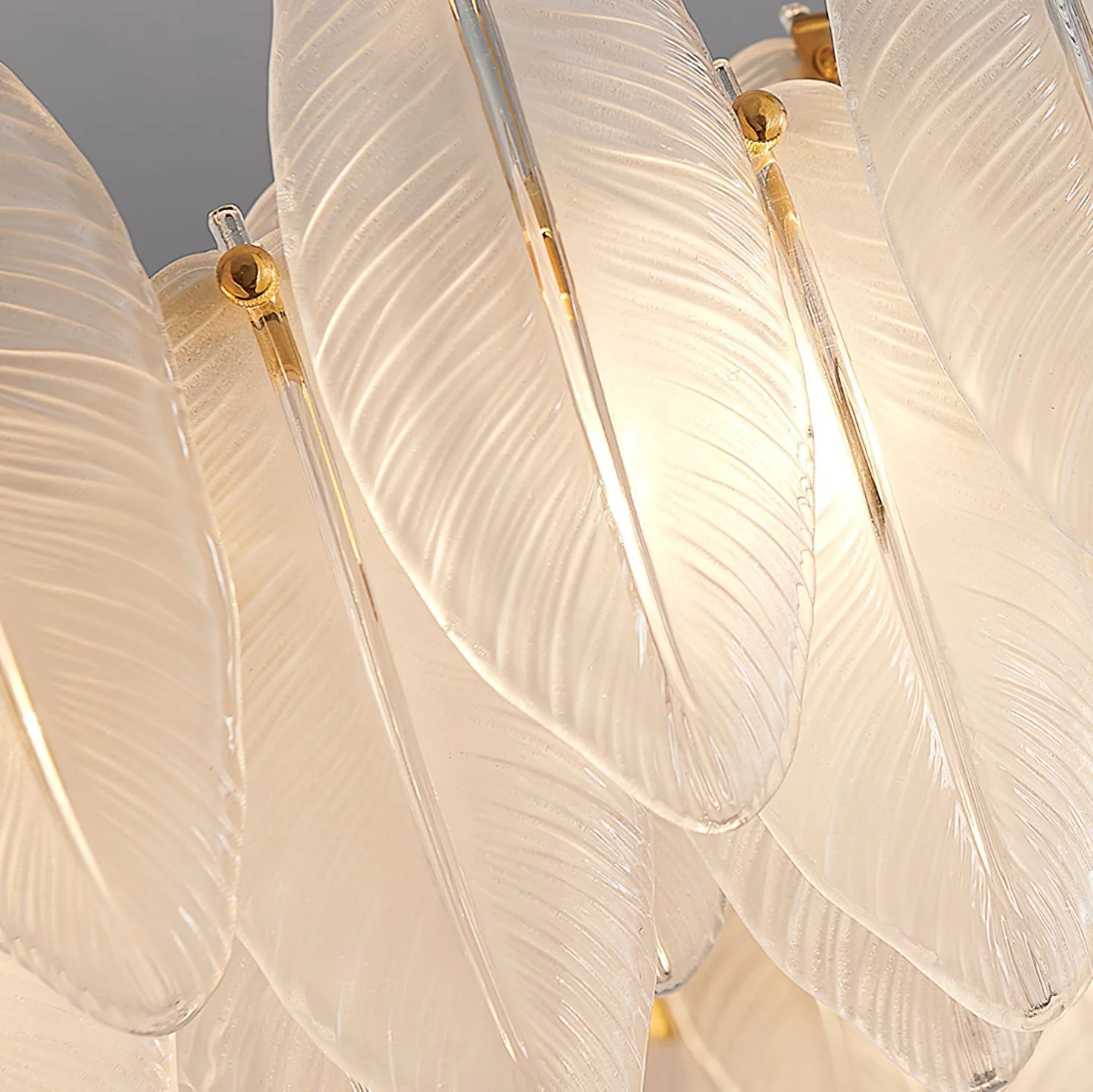 Lustra Chandelier Feather Glass Frosted Layered - Image 44