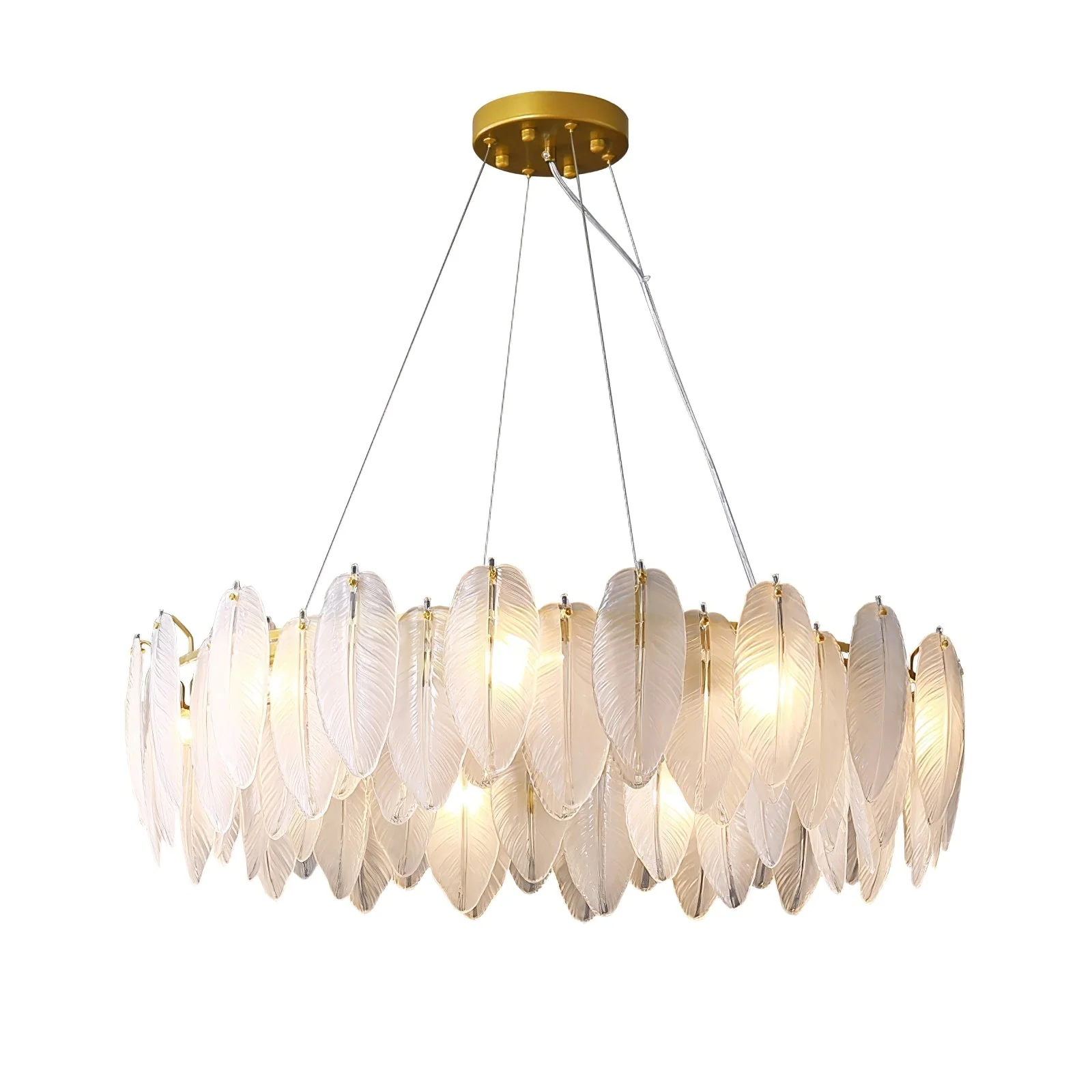 Lustra Chandelier Feather Glass Frosted Layered - Image 49