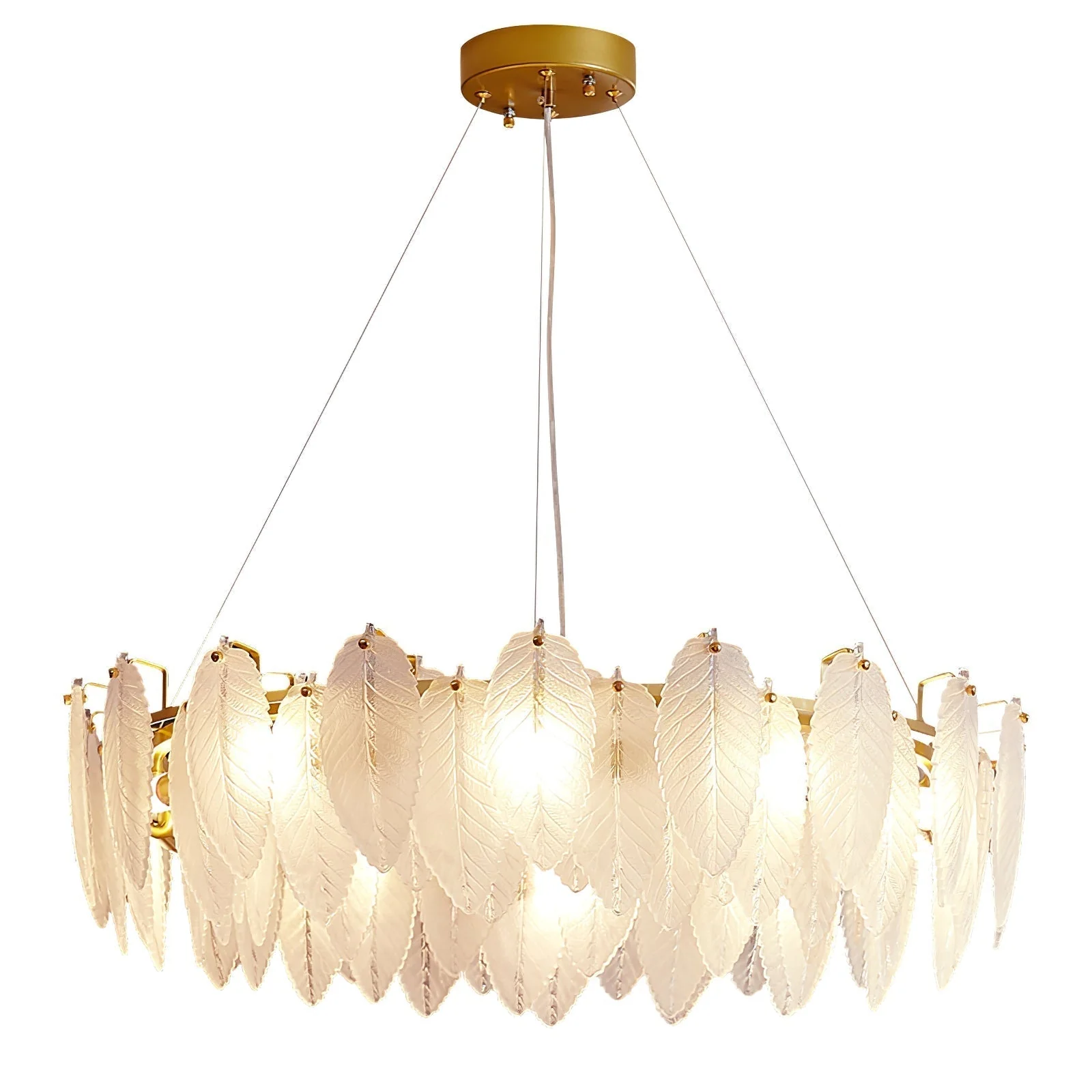 Lustra Chandelier Feather Glass Frosted Layered - Image 50