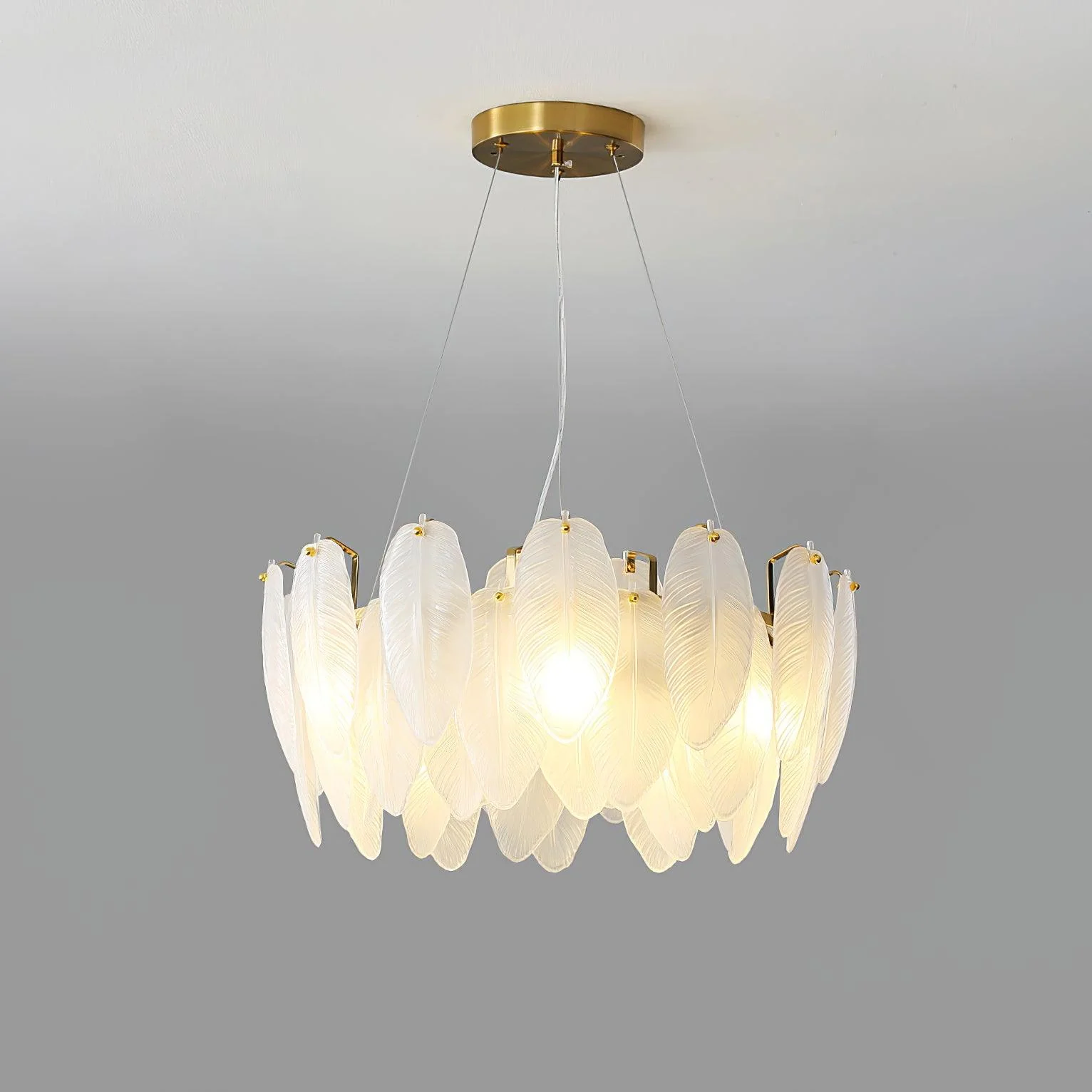 Lustra Chandelier Feather Glass Frosted Layered - Image 51