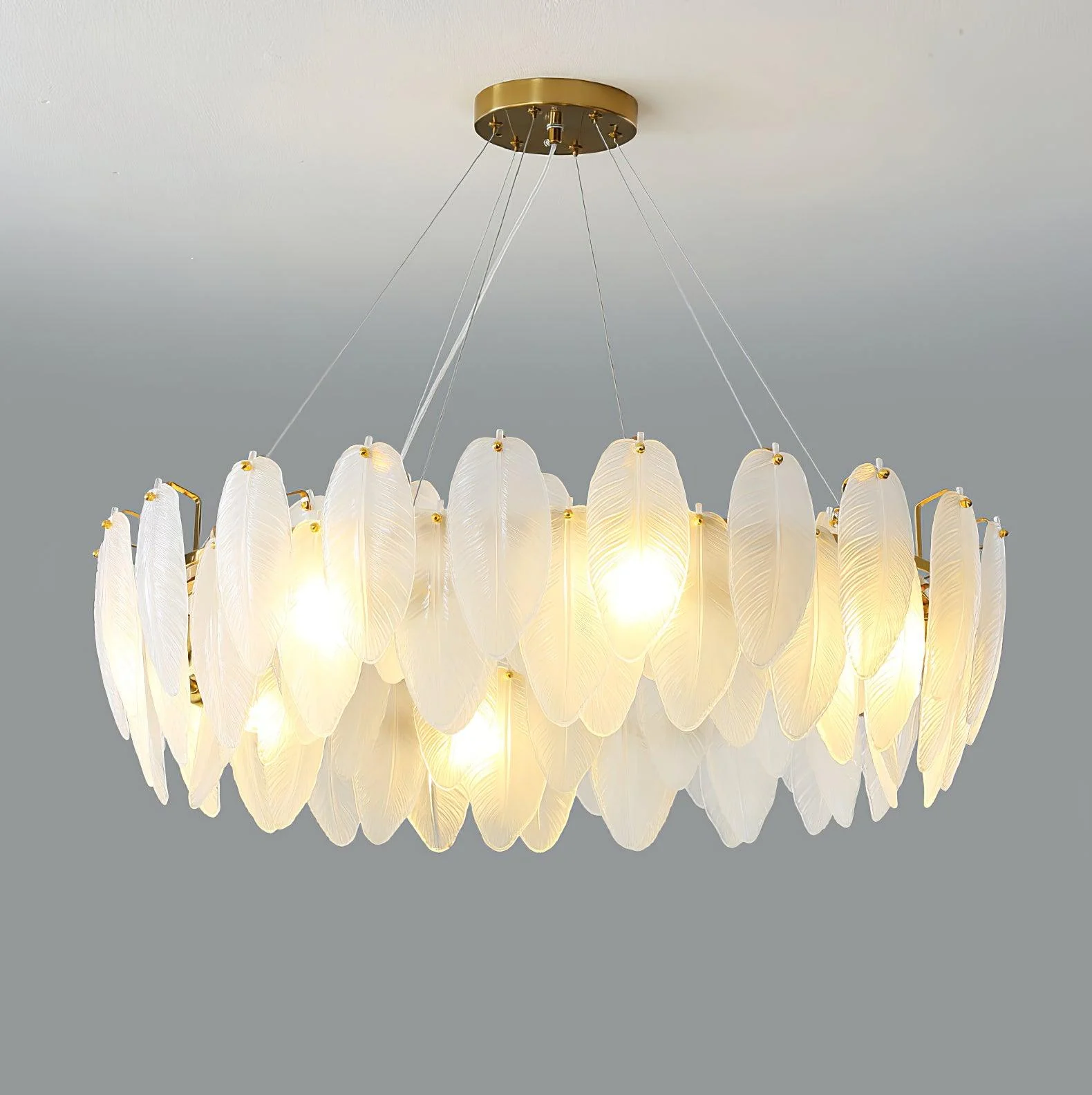 Lustra Chandelier Feather Glass Frosted Layered - Image 54