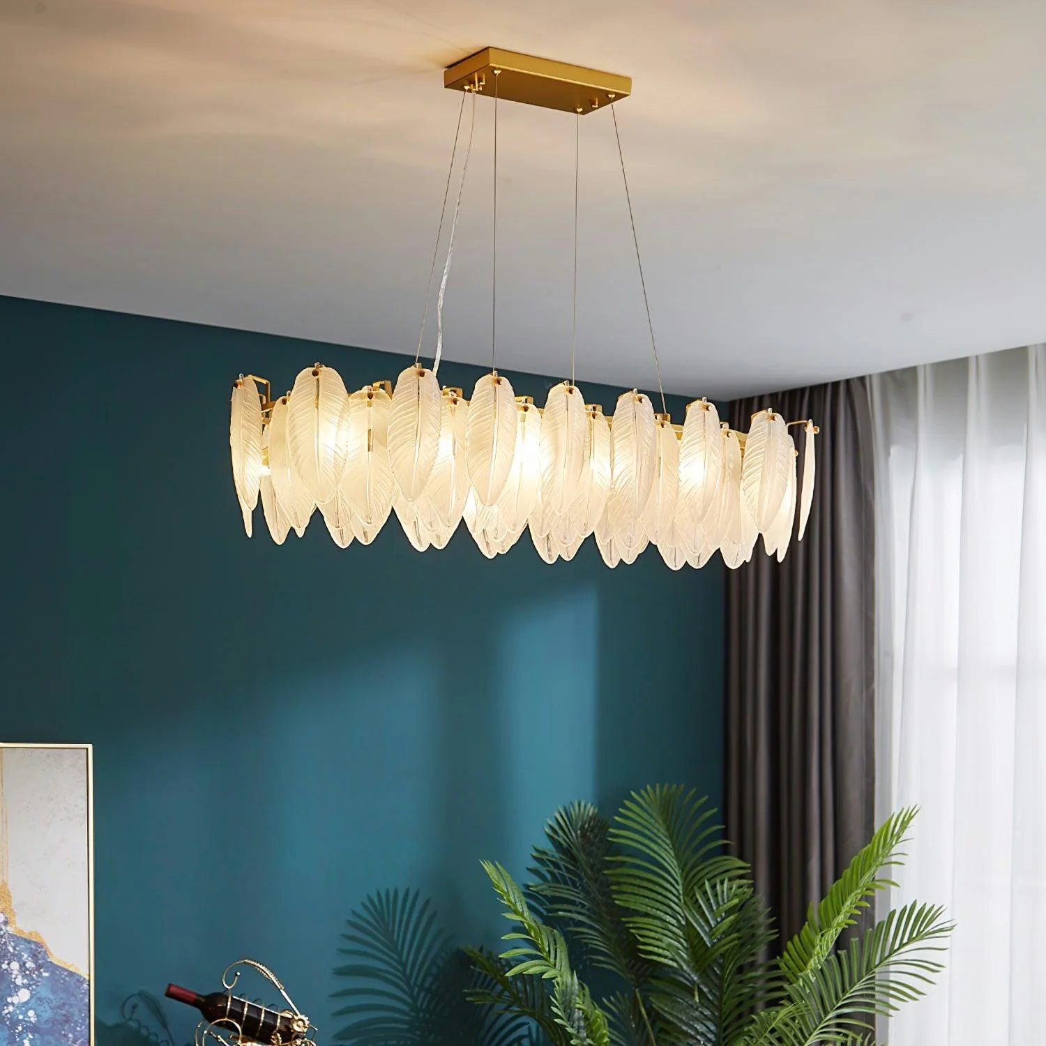 Lustra Chandelier Feather Glass Frosted Layered - Image 59