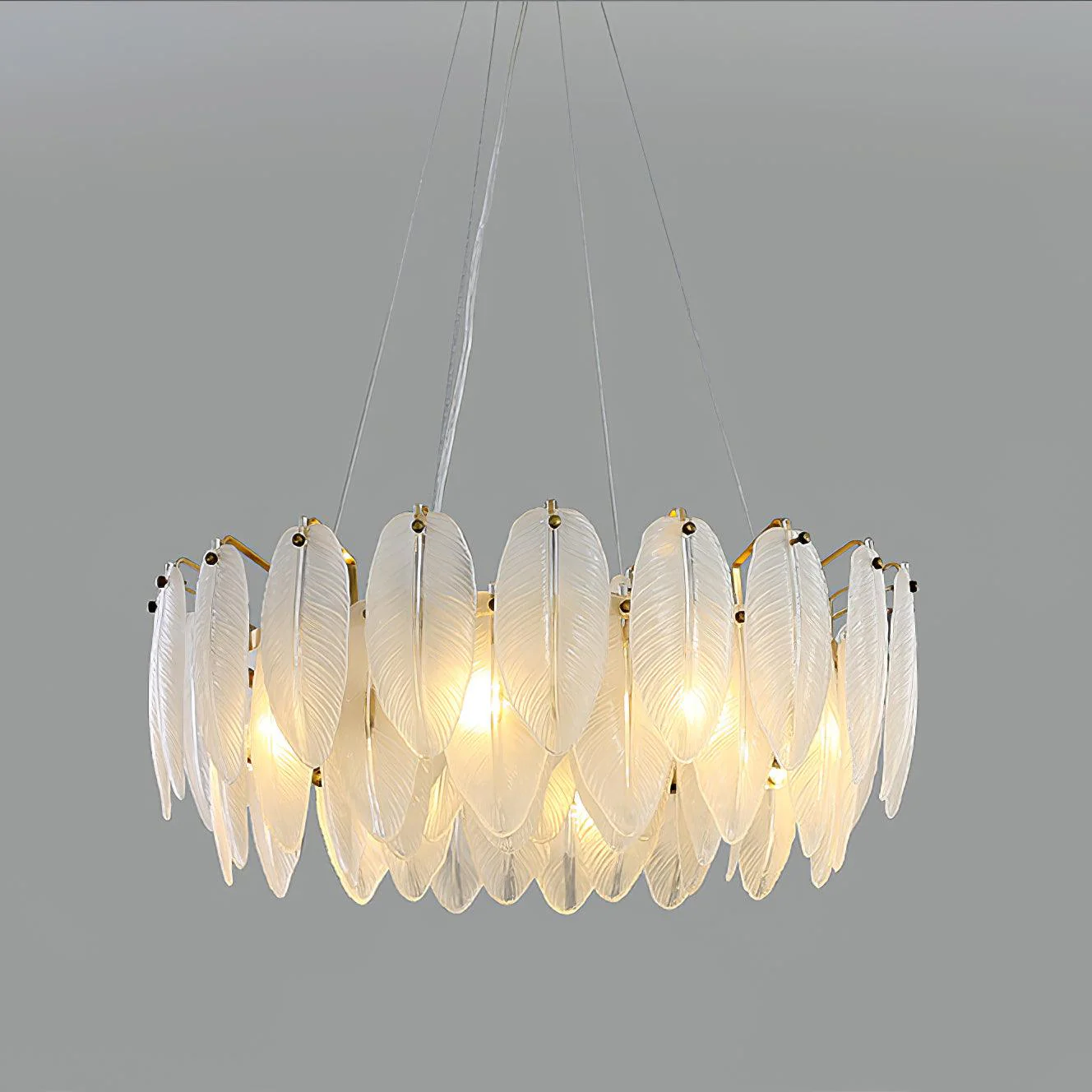 Lustra Chandelier Feather Glass Frosted Layered - Image 60