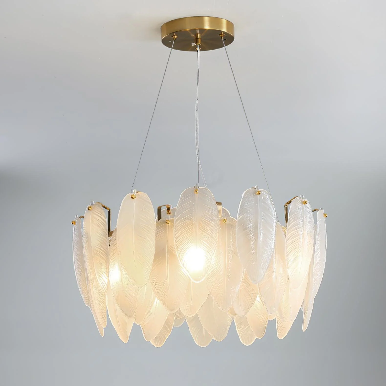 Lustra Chandelier Feather Glass Frosted Layered - Image 61