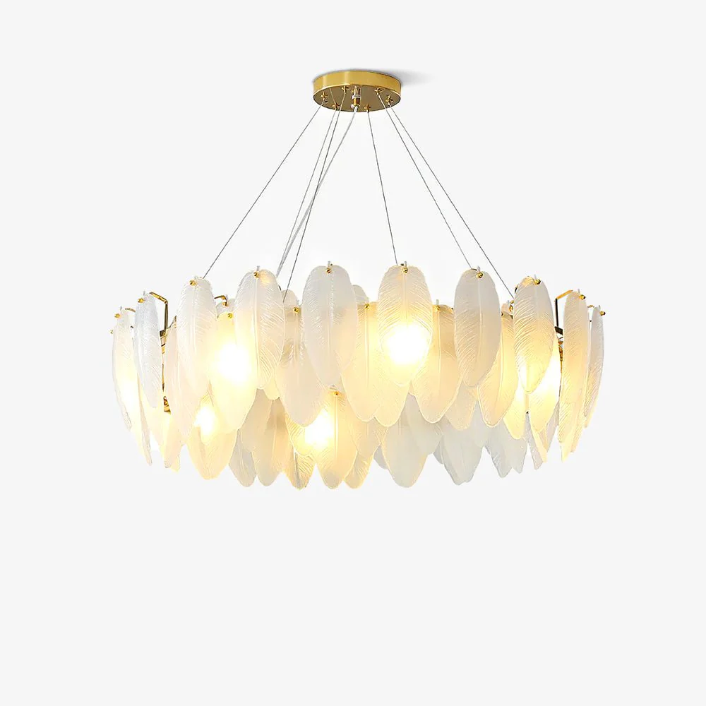 Lustra Chandelier Feather Glass Frosted Layered - Image 62