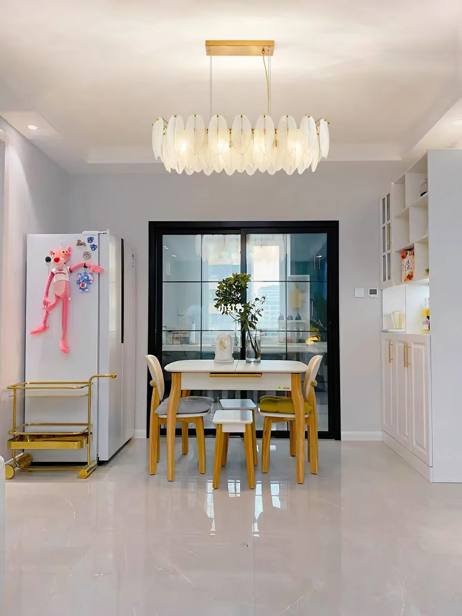 Lustra Chandelier Feather Glass Frosted Layered - Image 9
