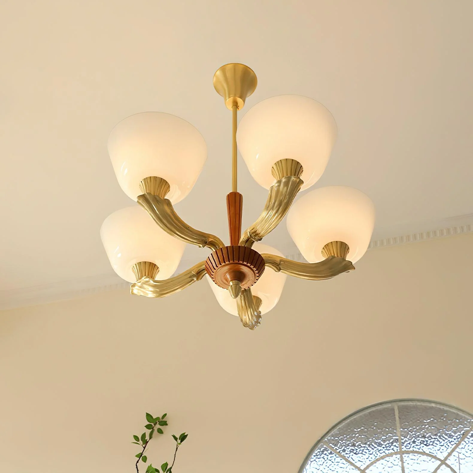 Lustra Chandelier Flared Shade Vintage - Image 12