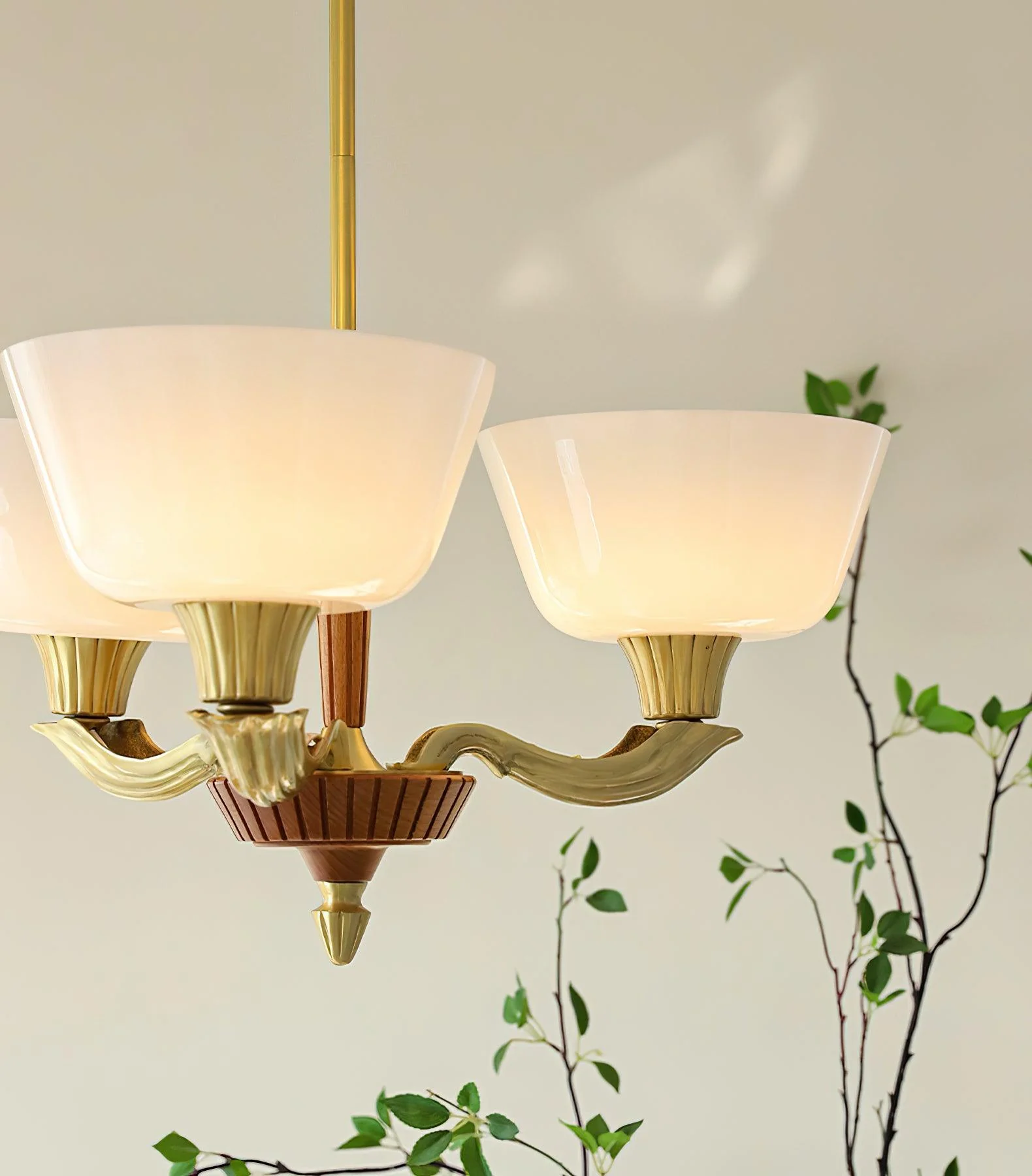 Lustra Chandelier Flared Shade Vintage - Image 13