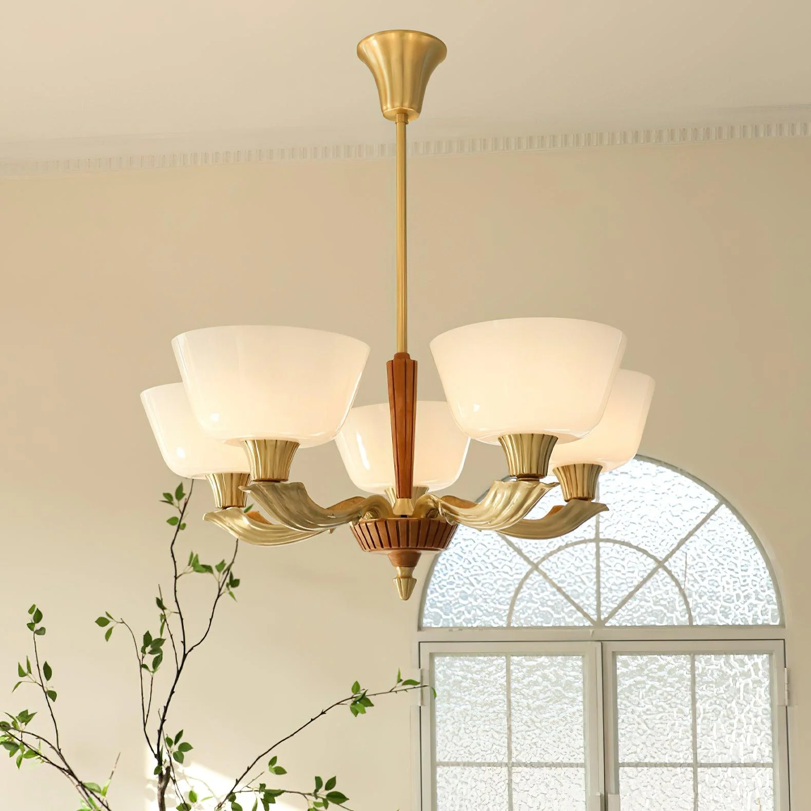 Lustra Chandelier Flared Shade Vintage - Image 16
