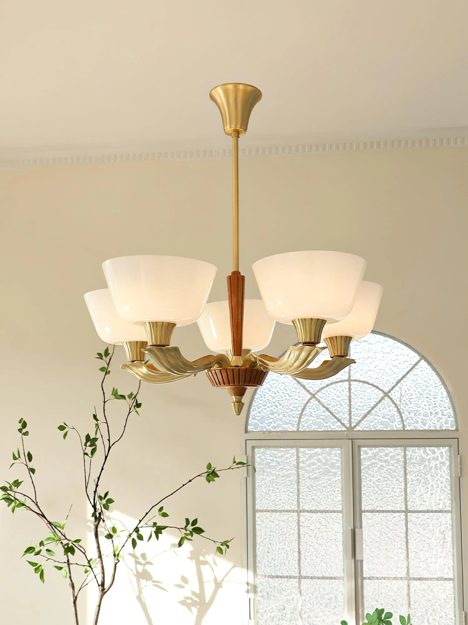 Lustra Chandelier Flared Shade Vintage - Image 2