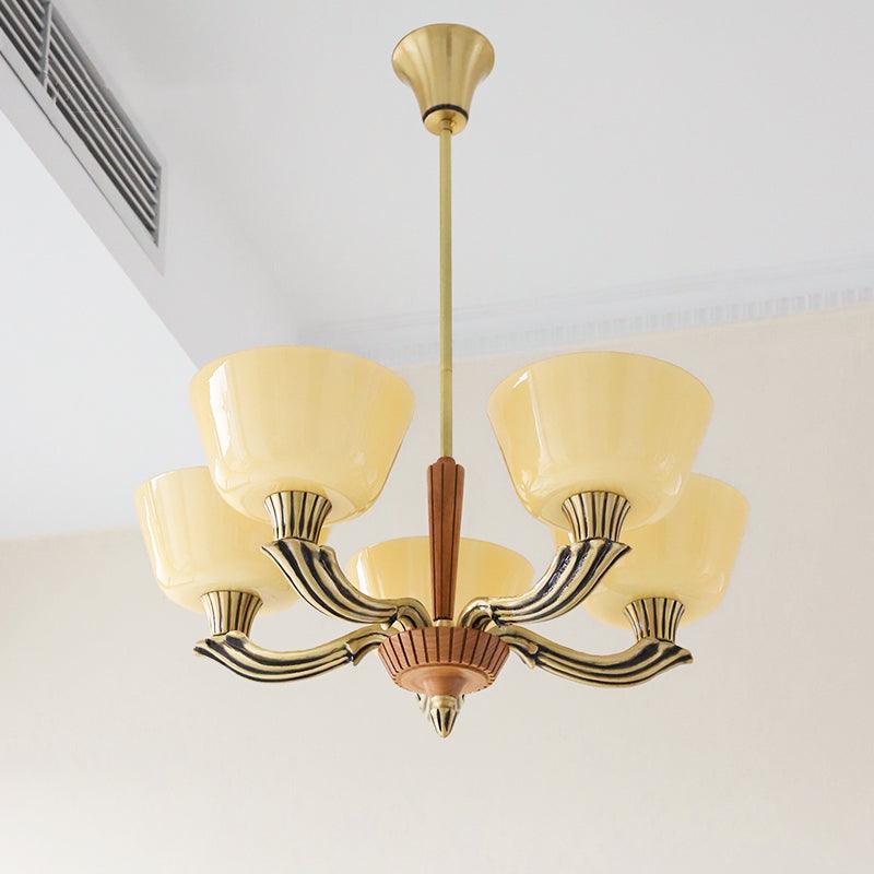 Lustra Chandelier Flared Shade Vintage - Image 29