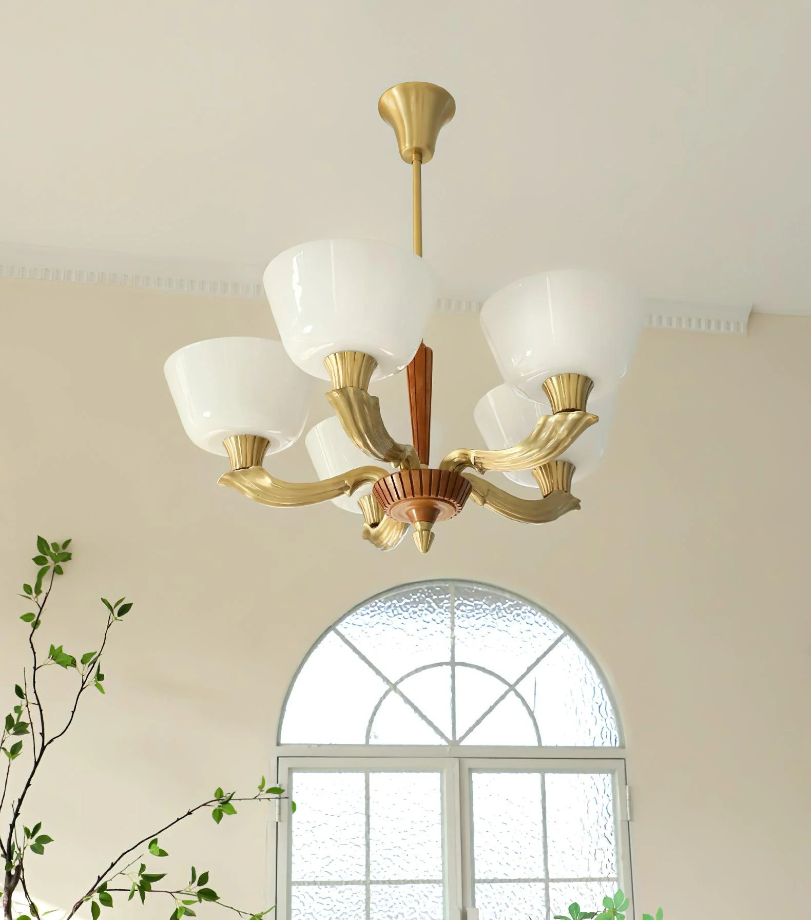 Lustra Chandelier Flared Shade Vintage - Image 3