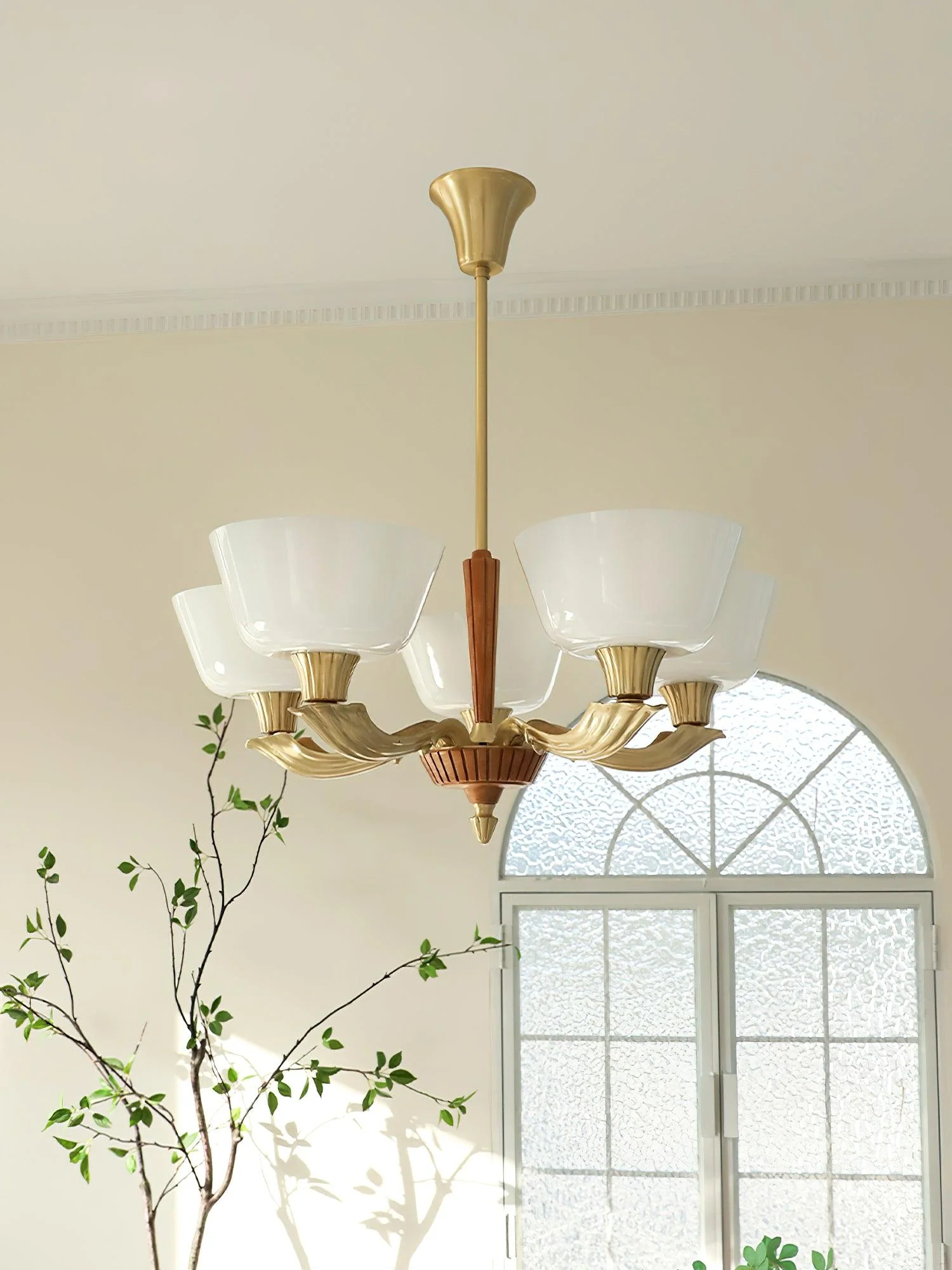 Lustra Chandelier Flared Shade Vintage - Image 34