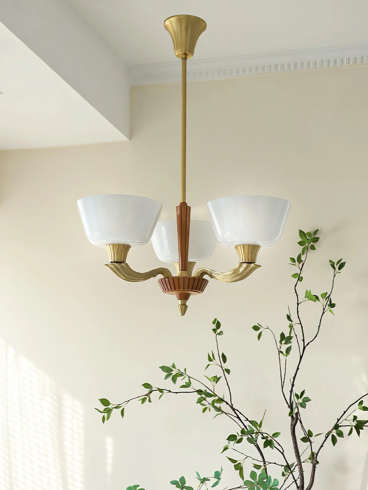 Lustra Chandelier Flared Shade Vintage - Image 35