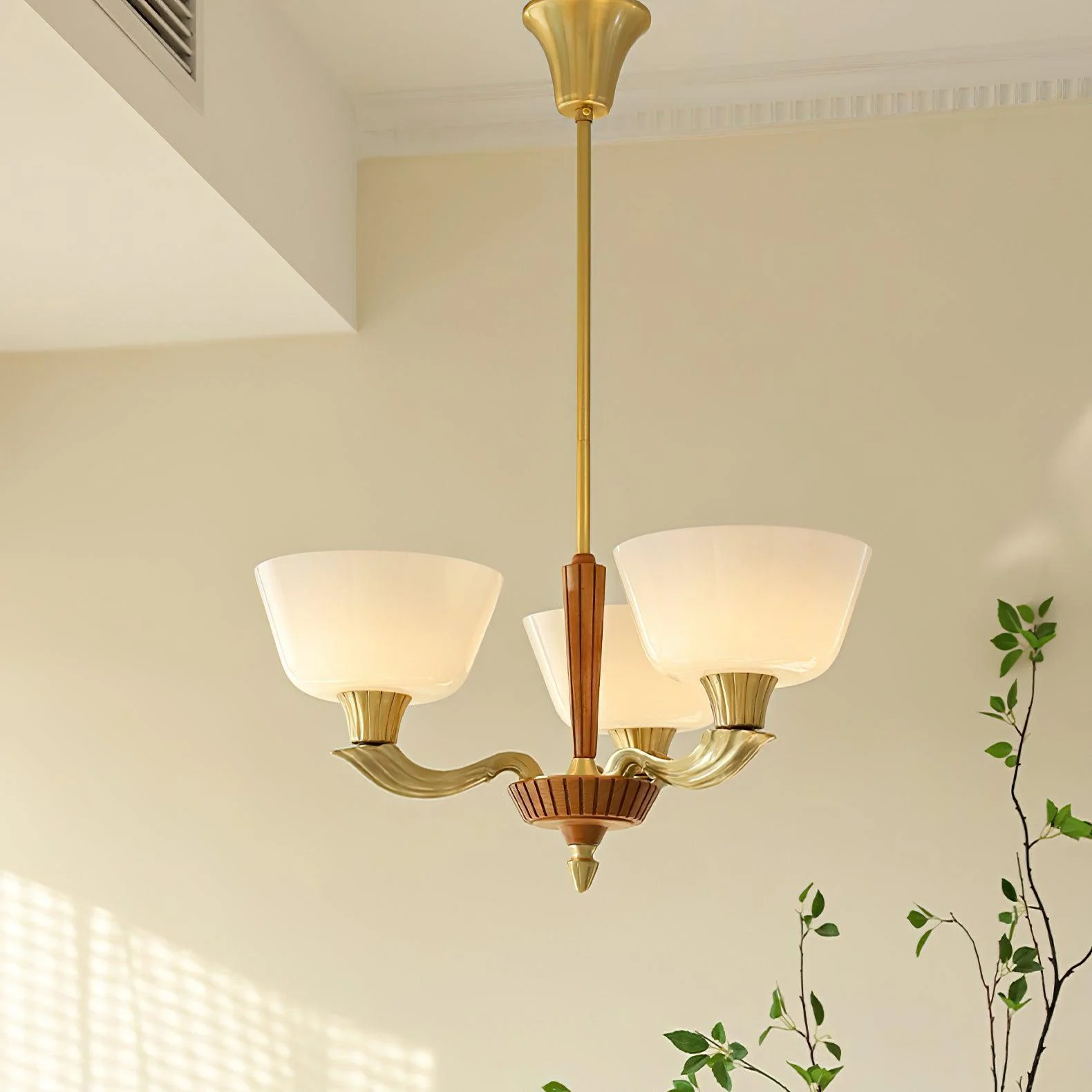 Lustra Chandelier Flared Shade Vintage - Image 4