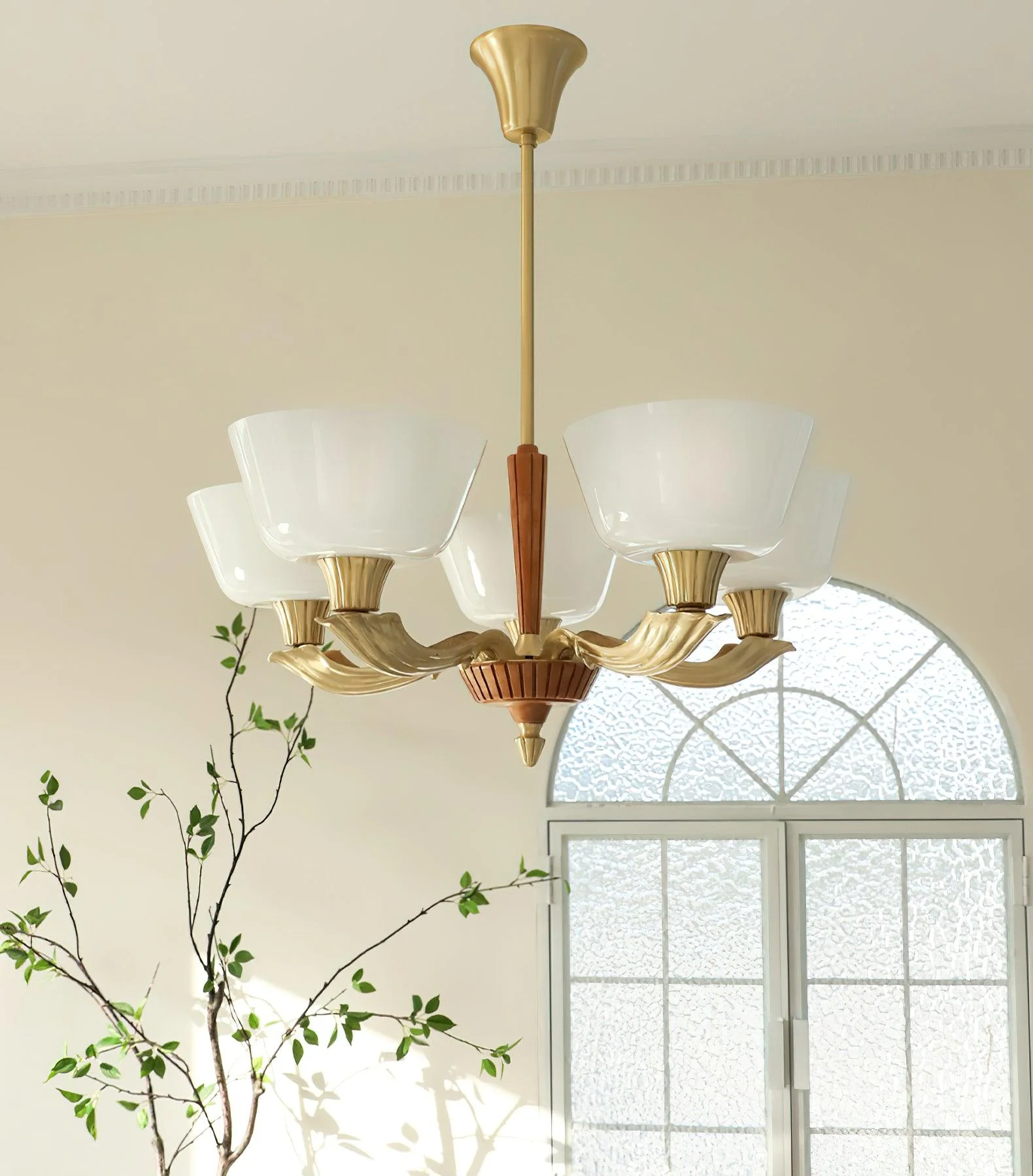 Lustra Chandelier Flared Shade Vintage - Image 8