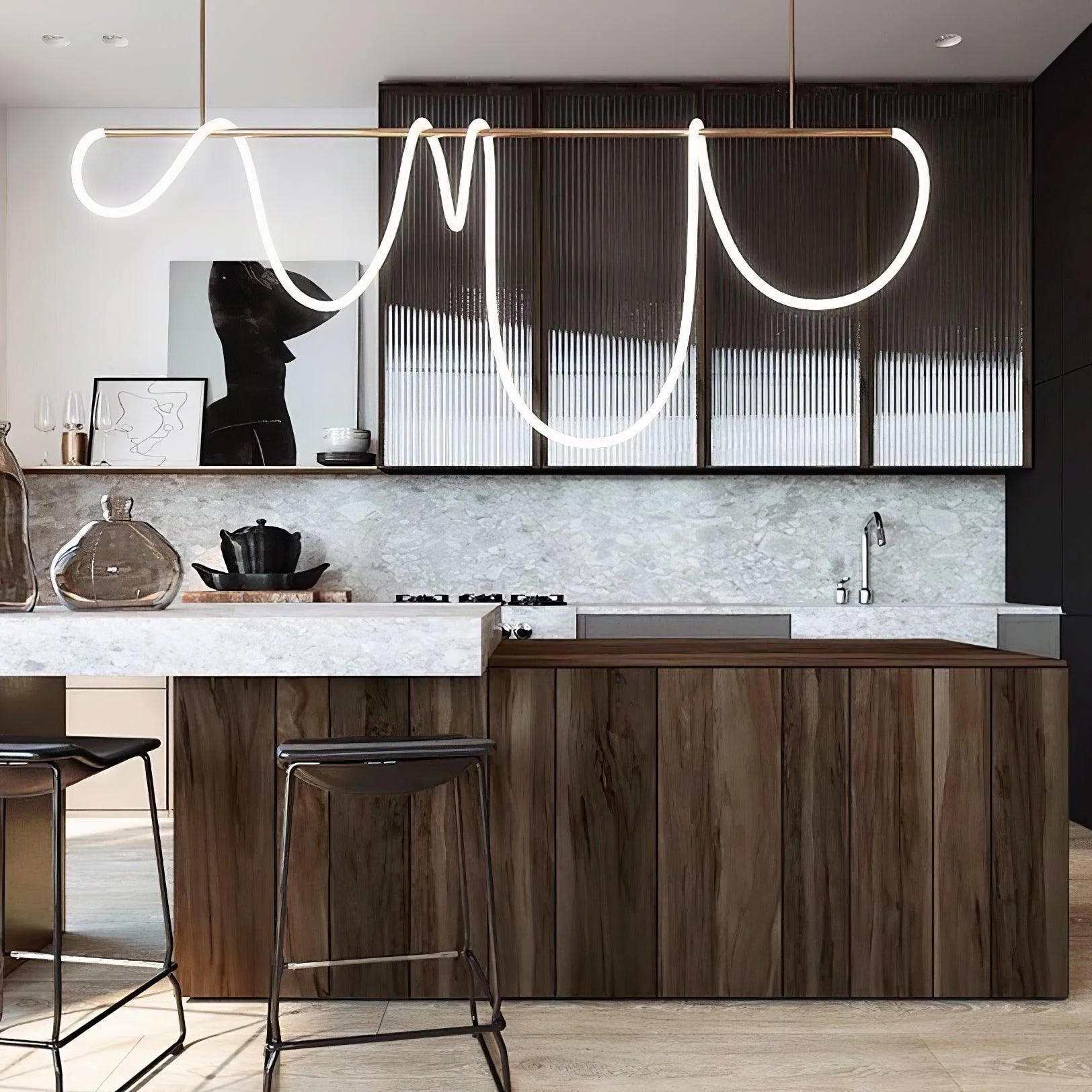 Lustra Chandelier Flexible Silicone Curve Modern Elegant - Image 12