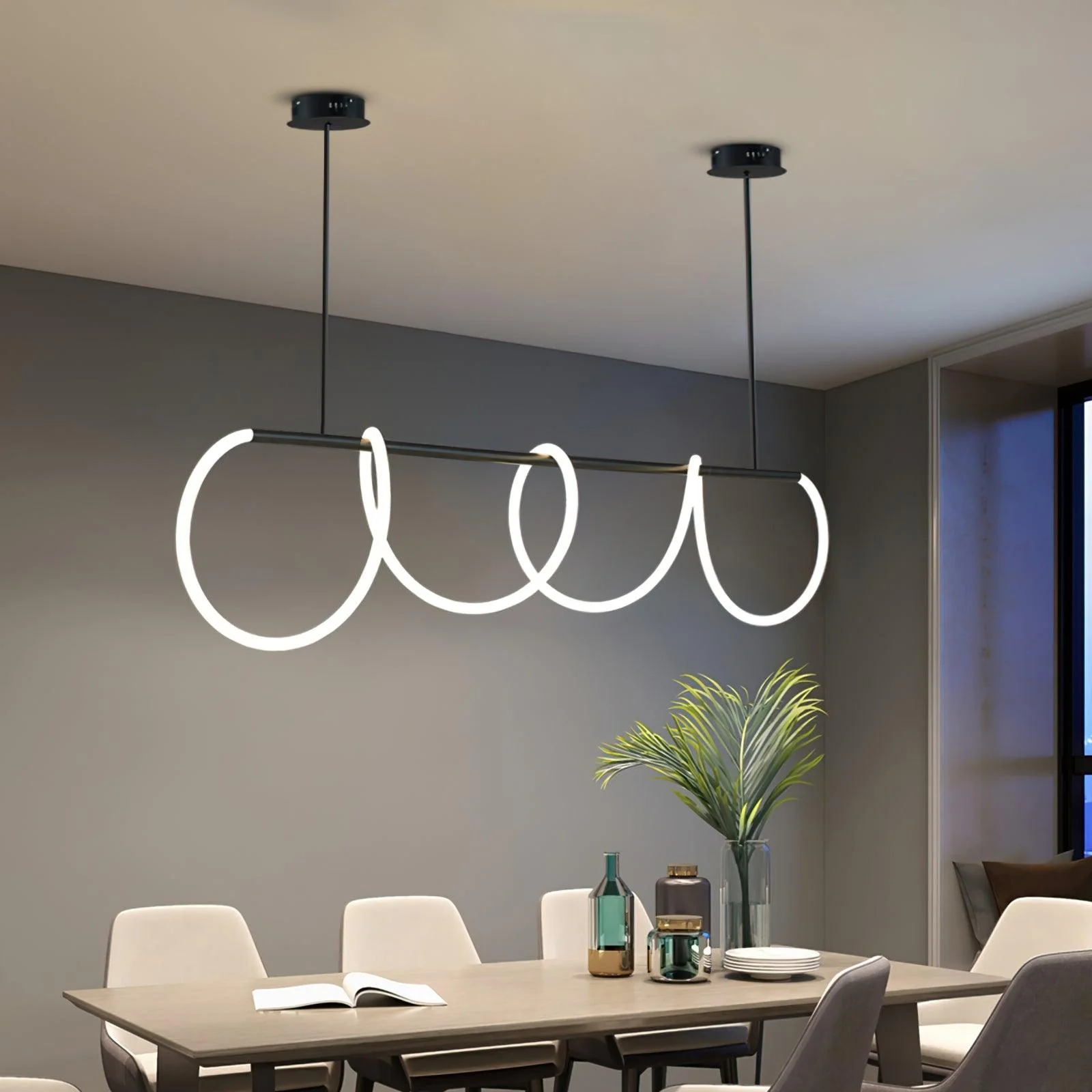 Lustra Chandelier Flexible Silicone Curve Modern Elegant - Image 34