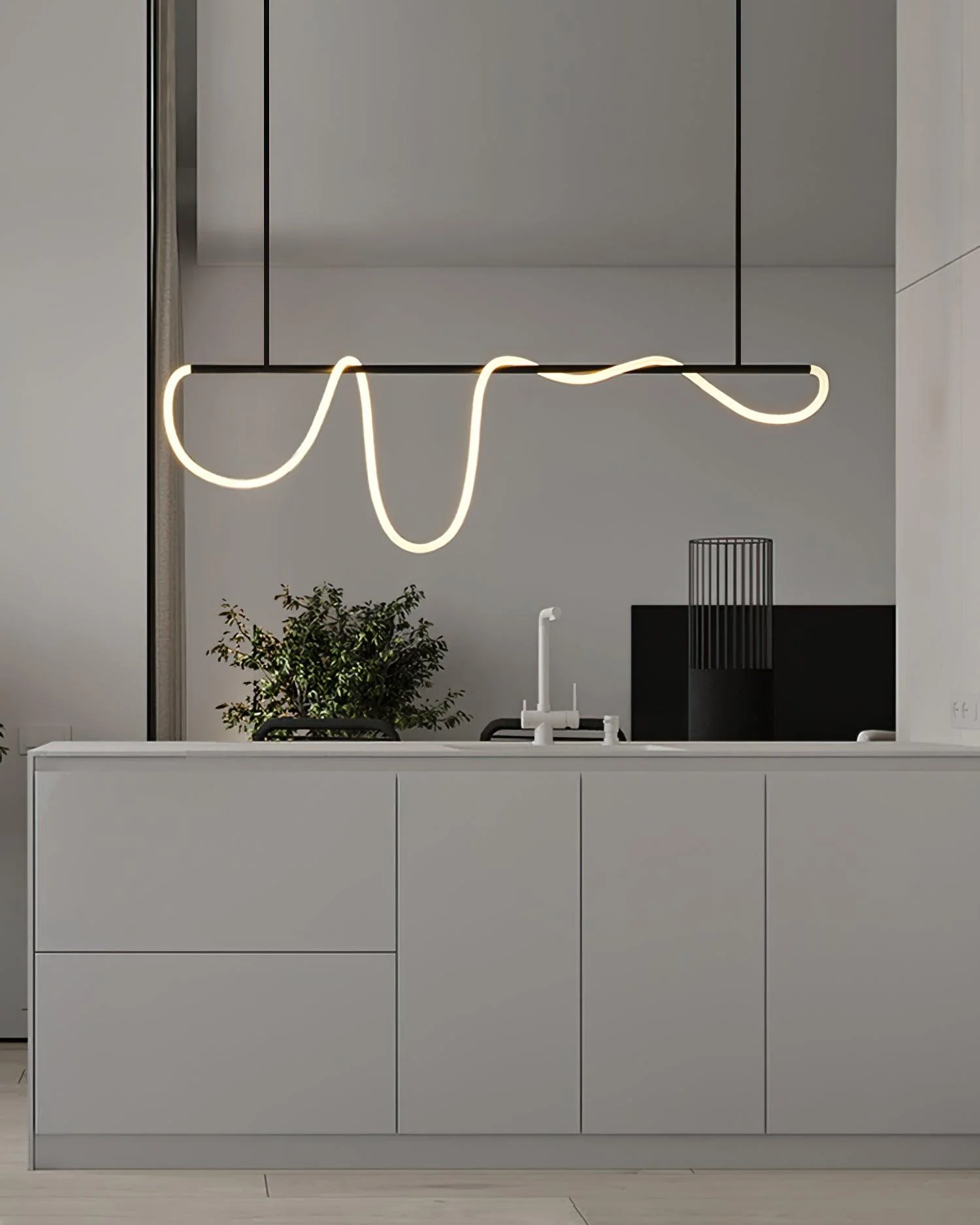 Lustra Chandelier Flexible Silicone Curve Modern Elegant - Image 45