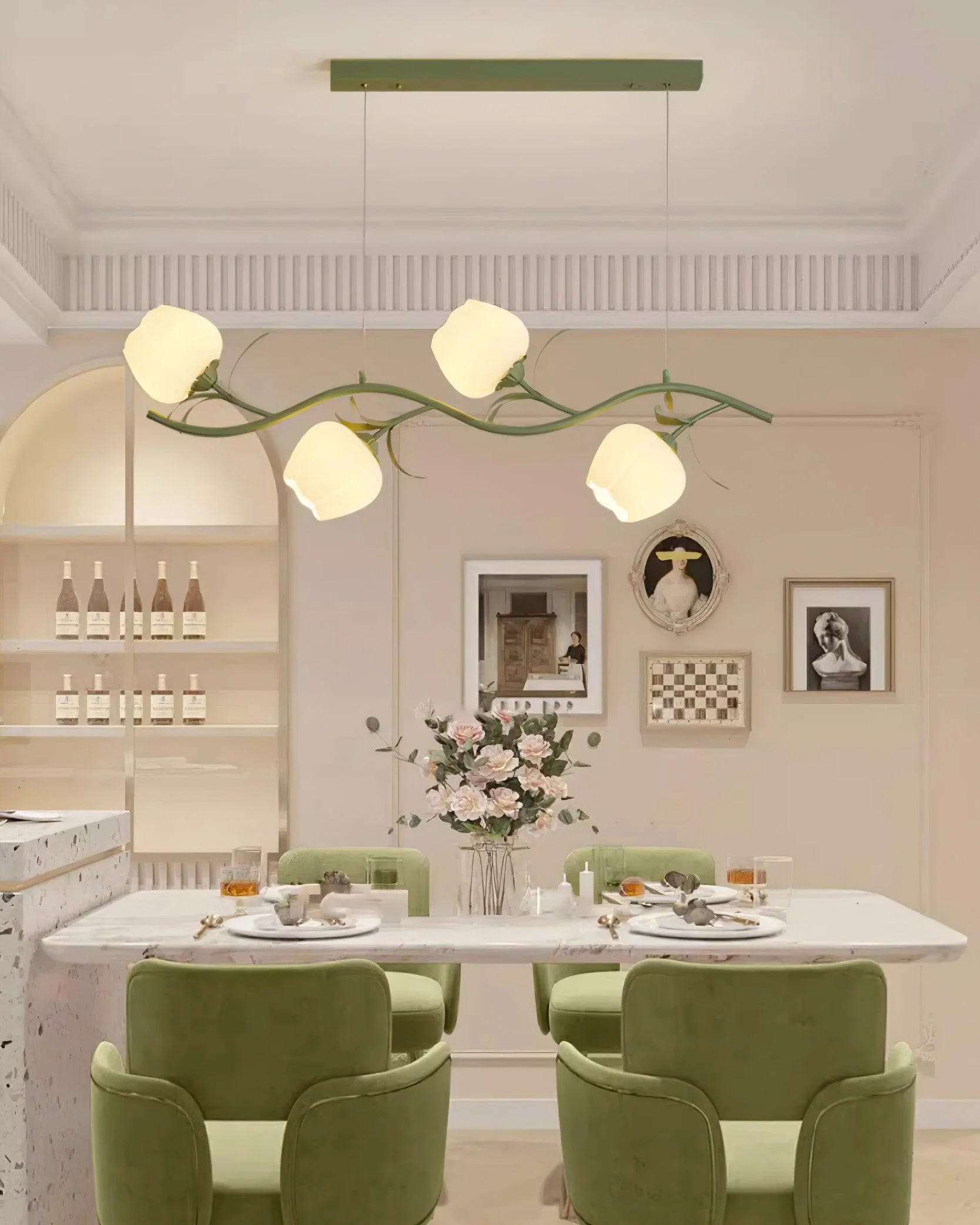 Lustra Chandelier Floral Glass - Image 34