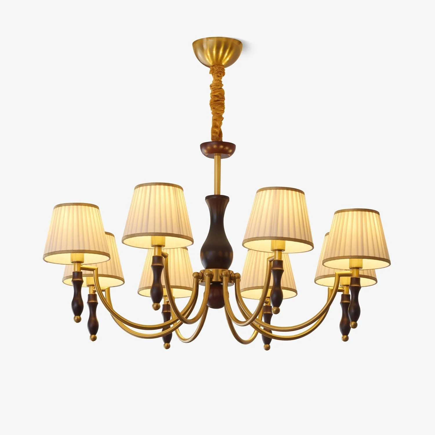 Lustra Chandelier Floral Shades and Walnut