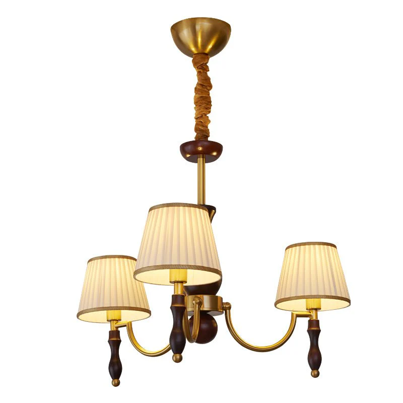 Lustra Chandelier Floral Shades and Walnut - Image 10