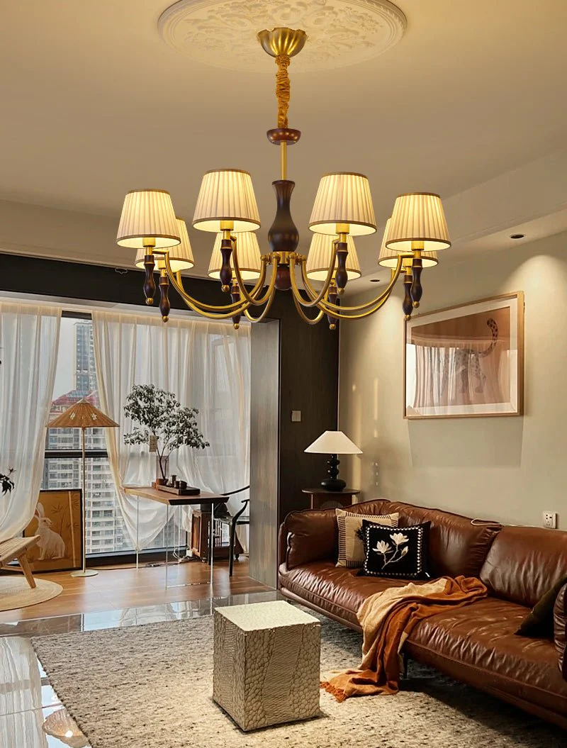 Lustra Chandelier Floral Shades and Walnut - Image 12