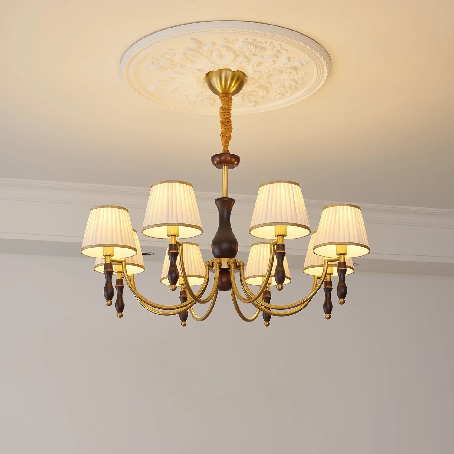 Lustra Chandelier Floral Shades and Walnut - Image 14