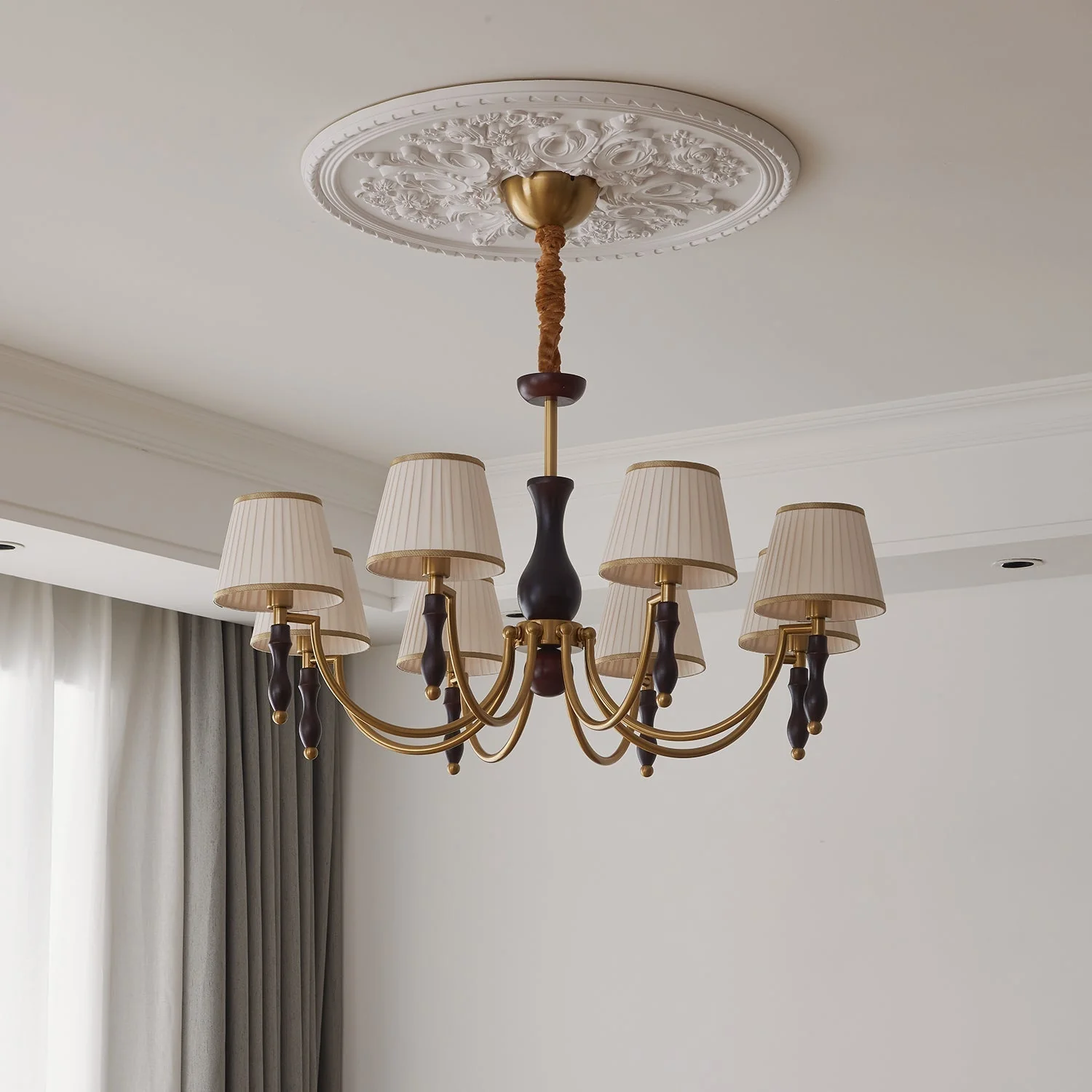 Lustra Chandelier Floral Shades and Walnut - Image 16