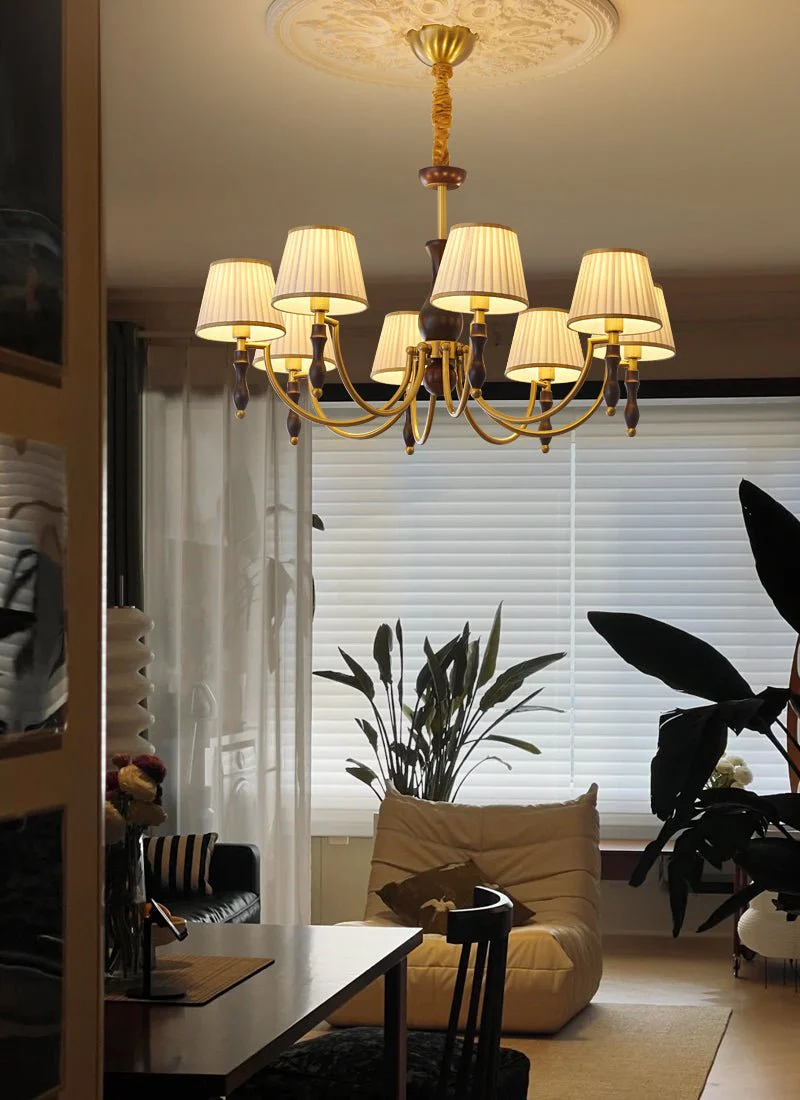 Lustra Chandelier Floral Shades and Walnut - Image 20