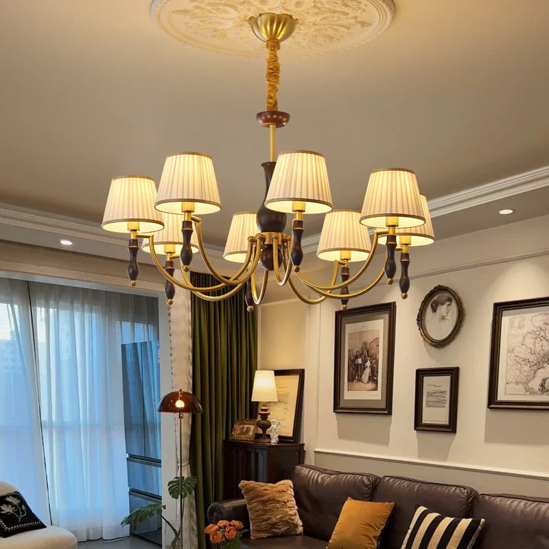 Lustra Chandelier Floral Shades and Walnut - Image 22