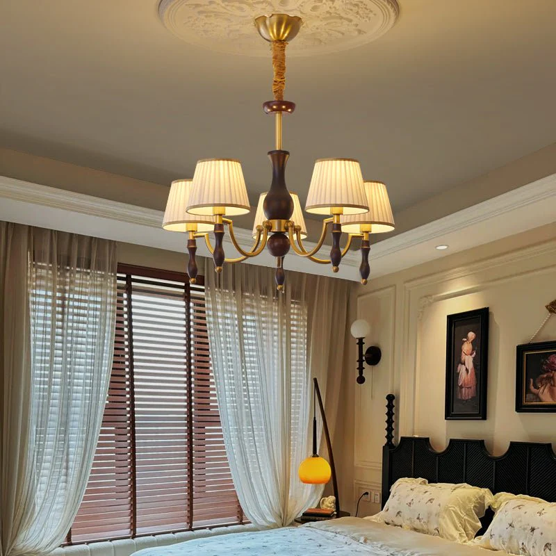 Lustra Chandelier Floral Shades and Walnut - Image 23