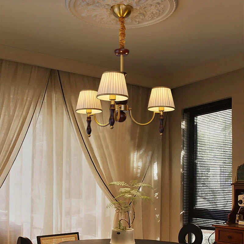 Lustra Chandelier Floral Shades and Walnut - Image 24