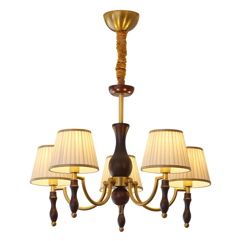 Lustra Chandelier Floral Shades and Walnut - Image 27