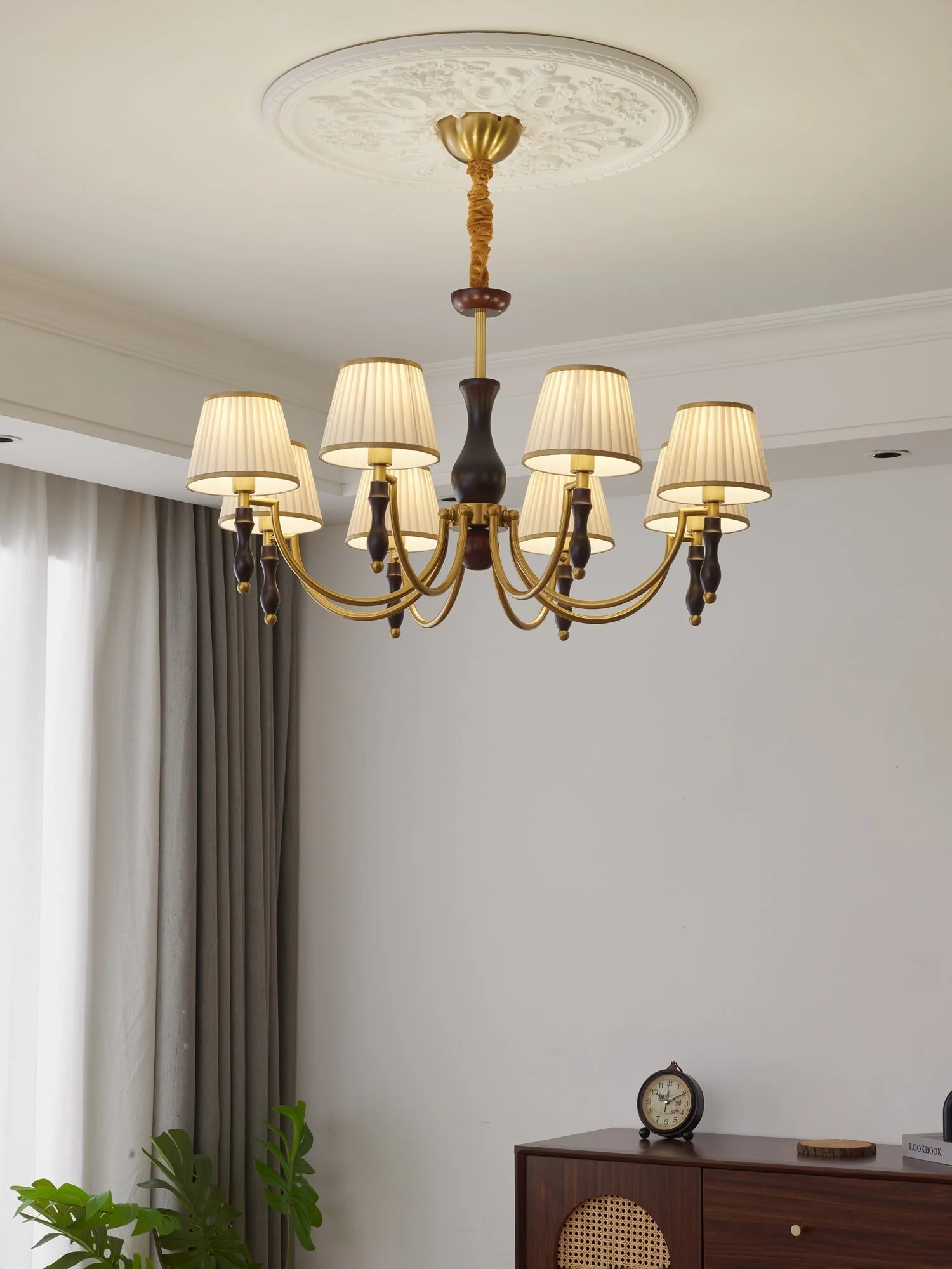 Lustra Chandelier Floral Shades and Walnut - Image 5
