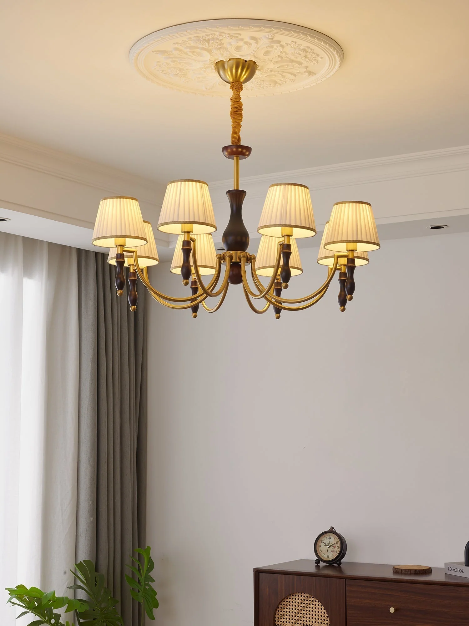 Lustra Chandelier Floral Shades and Walnut - Image 6