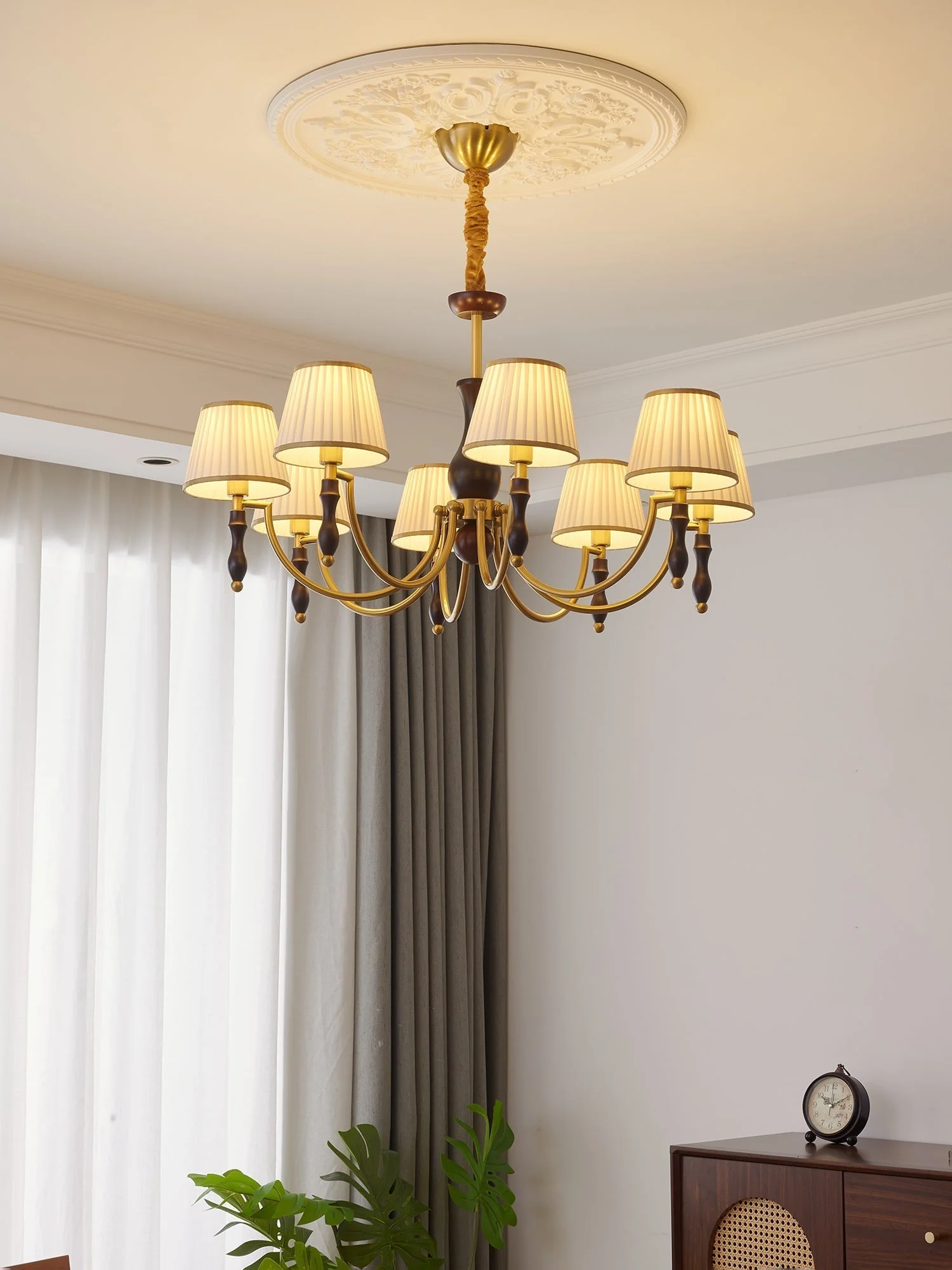 Lustra Chandelier Floral Shades and Walnut - Image 7