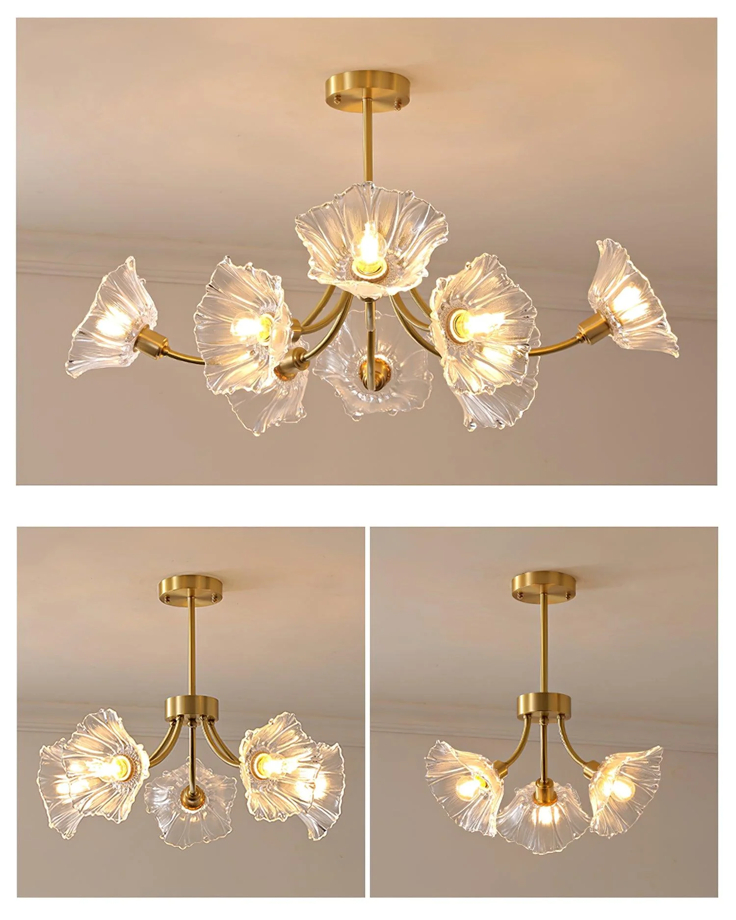 Lustra Chandelier Flower Glass with Brass Finish - Image 18