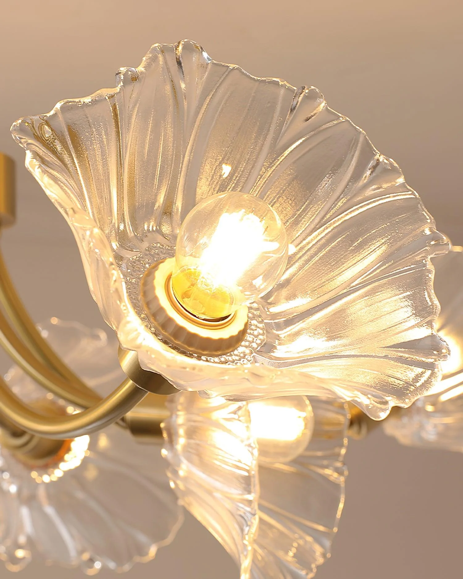 Lustra Chandelier Flower Glass with Brass Finish - Image 21