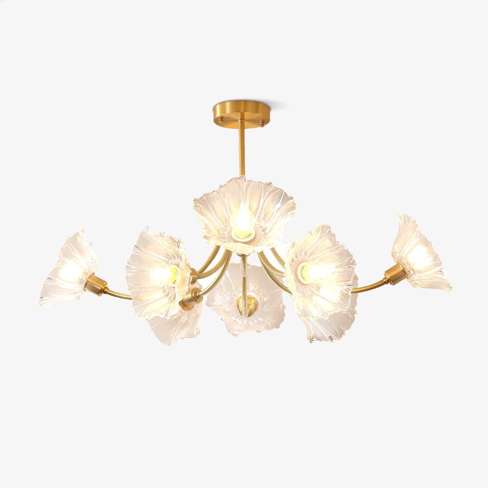Lustra Chandelier Flower Glass with Brass Finish - Image 3