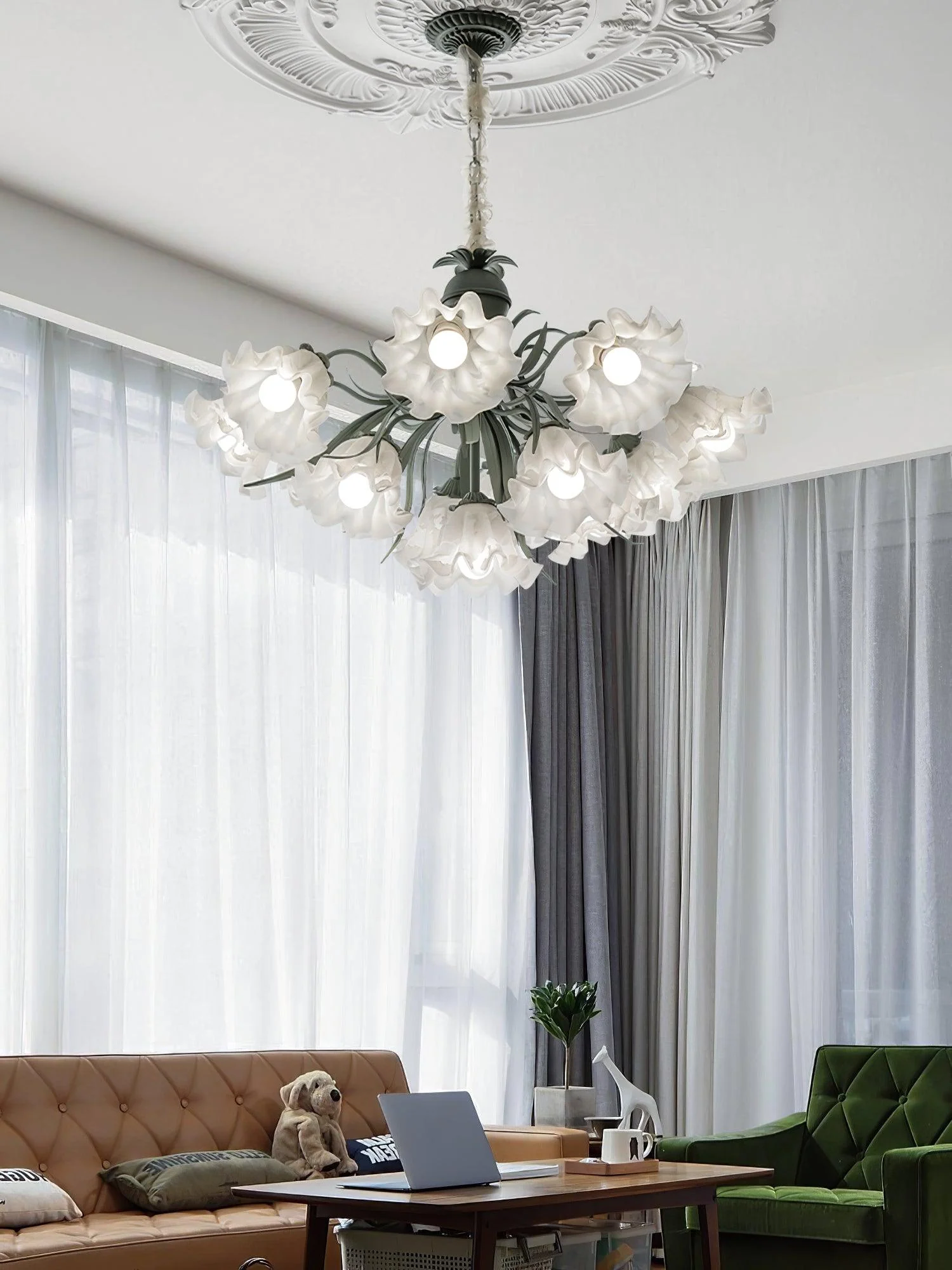 Lustra Chandelier Flower with Petals and Leaves - Image 20